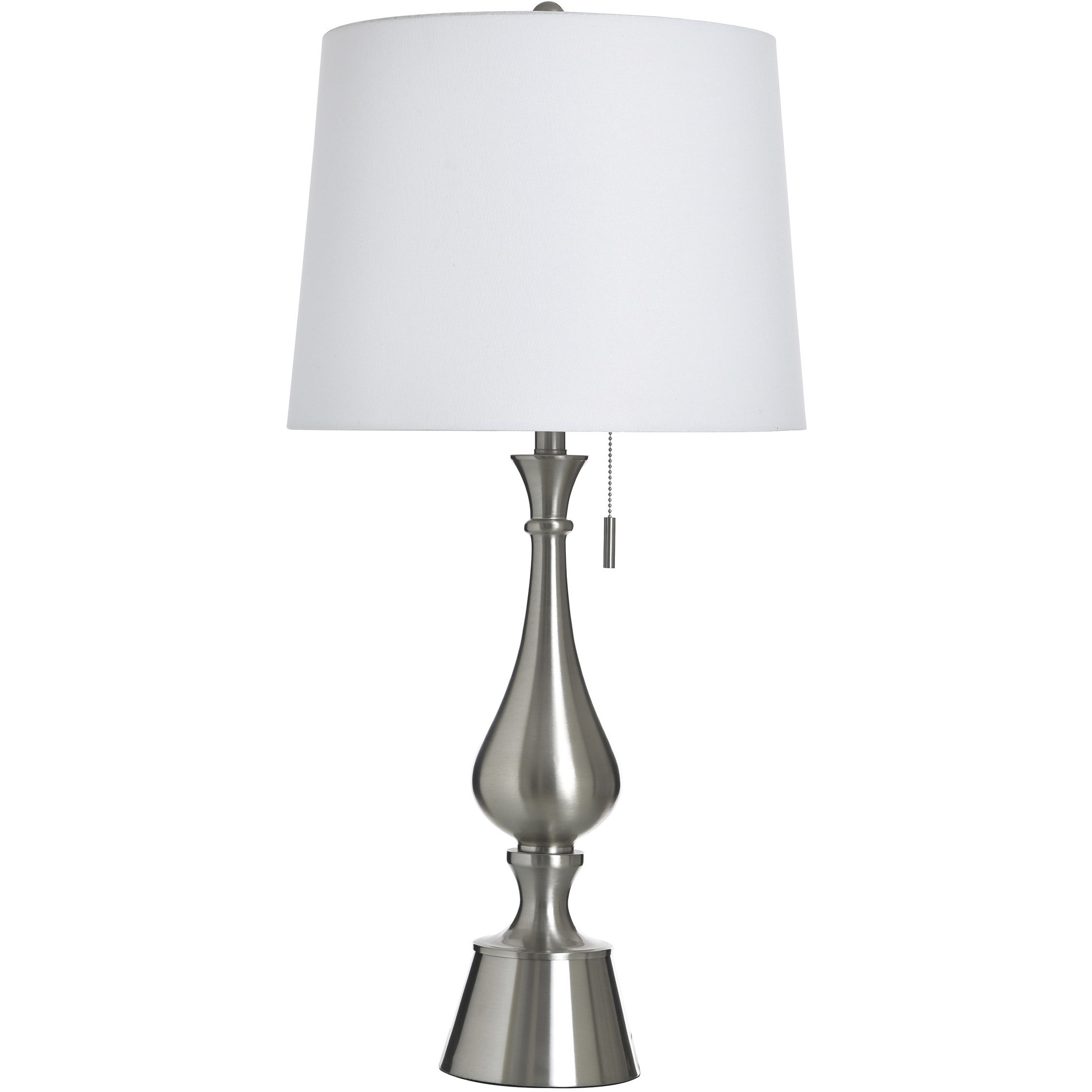 Steel 33 inch 100 watt Brushed Steel and White Table Lamp Portable Light