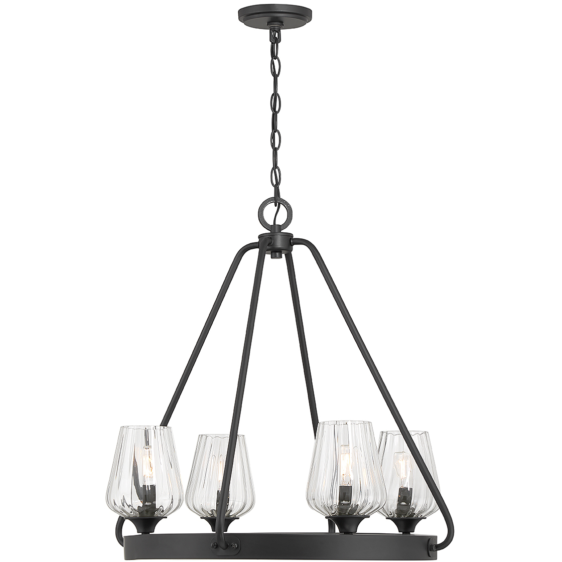 Carlton 4 Light 24 inch Matte Black Chandelier Ceiling Light, Essentials