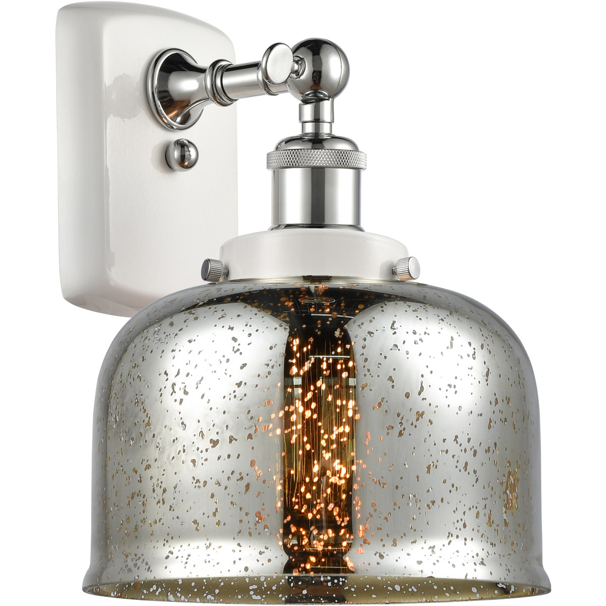 Ballston Bell LED 8 inch White and Polished Chrome Sconce Wall Light in Silver Plated Mercury Glass