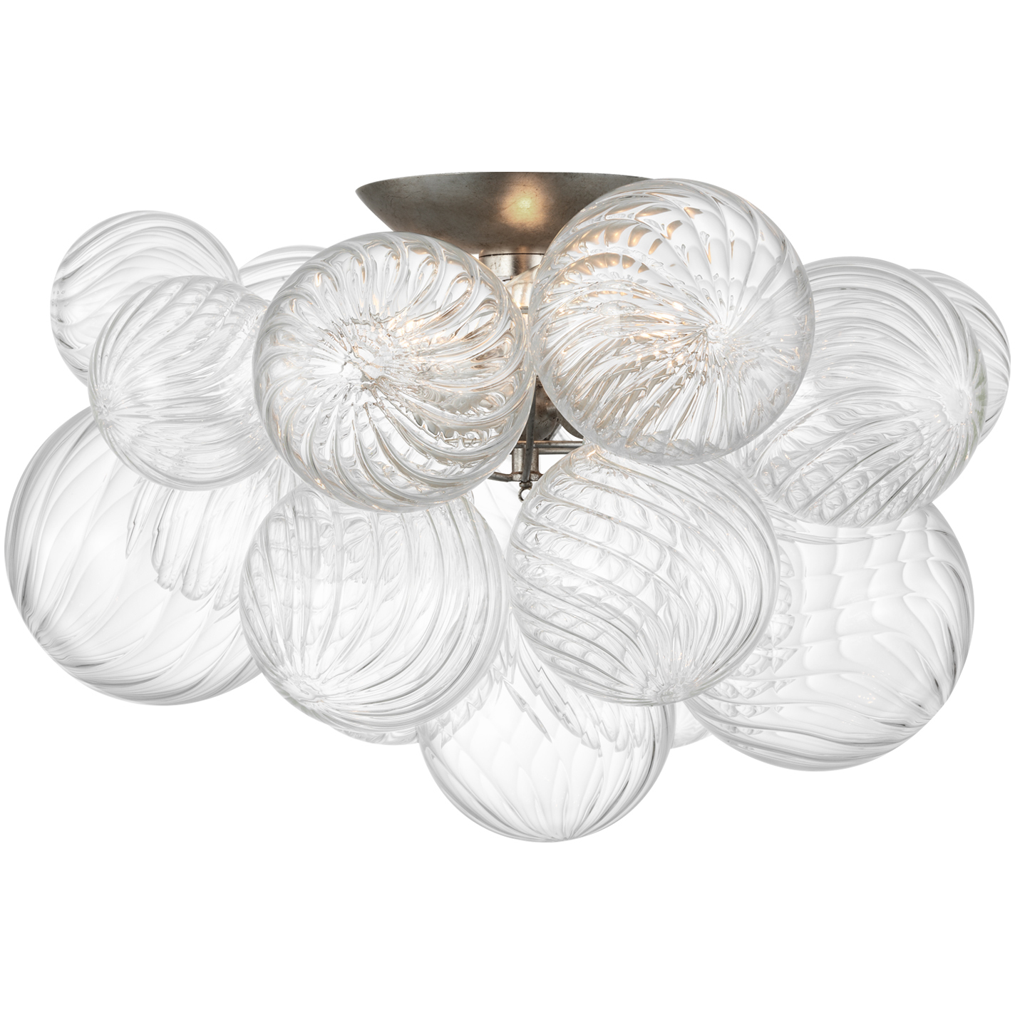 Julie Neill Talia LED 19.5 inch Burnished Silver Leaf and Clear Swirled Glass Flush Mount Ceiling Light, Large