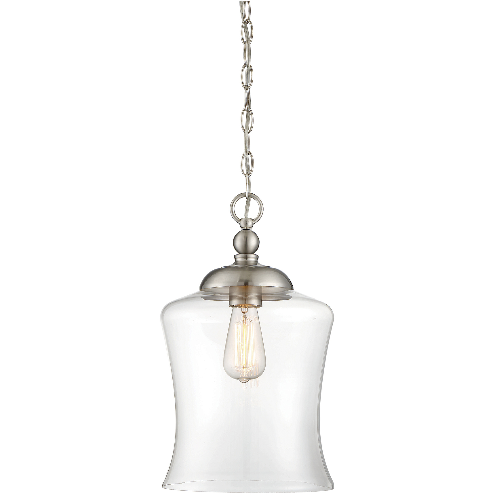 Modern 1 Light 9.75 inch Brushed Nickel Mini-Pendant Ceiling Light
