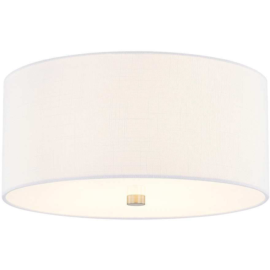 Textile Collection 3 Light 14 inch Brushed Nickel Flush Mount Ceiling Light in White, Classic Family