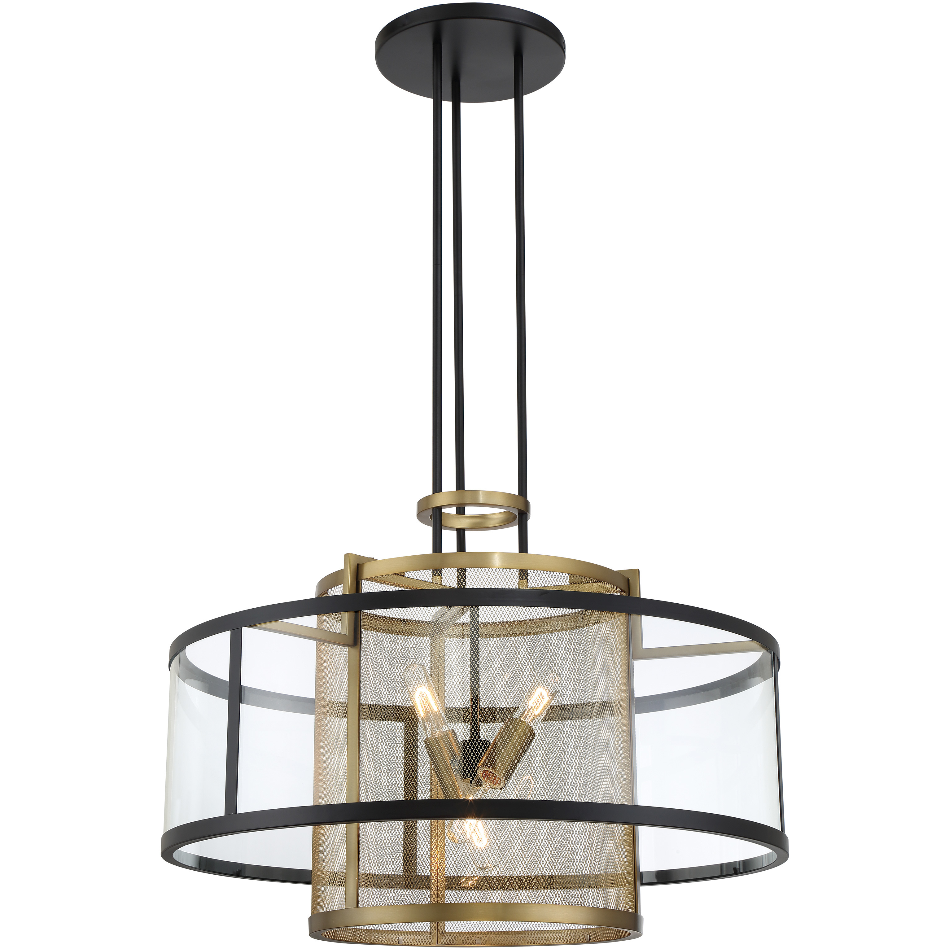 Soho 4 Light 30 inch Coal And Soft Brass Pendant Ceiling Light