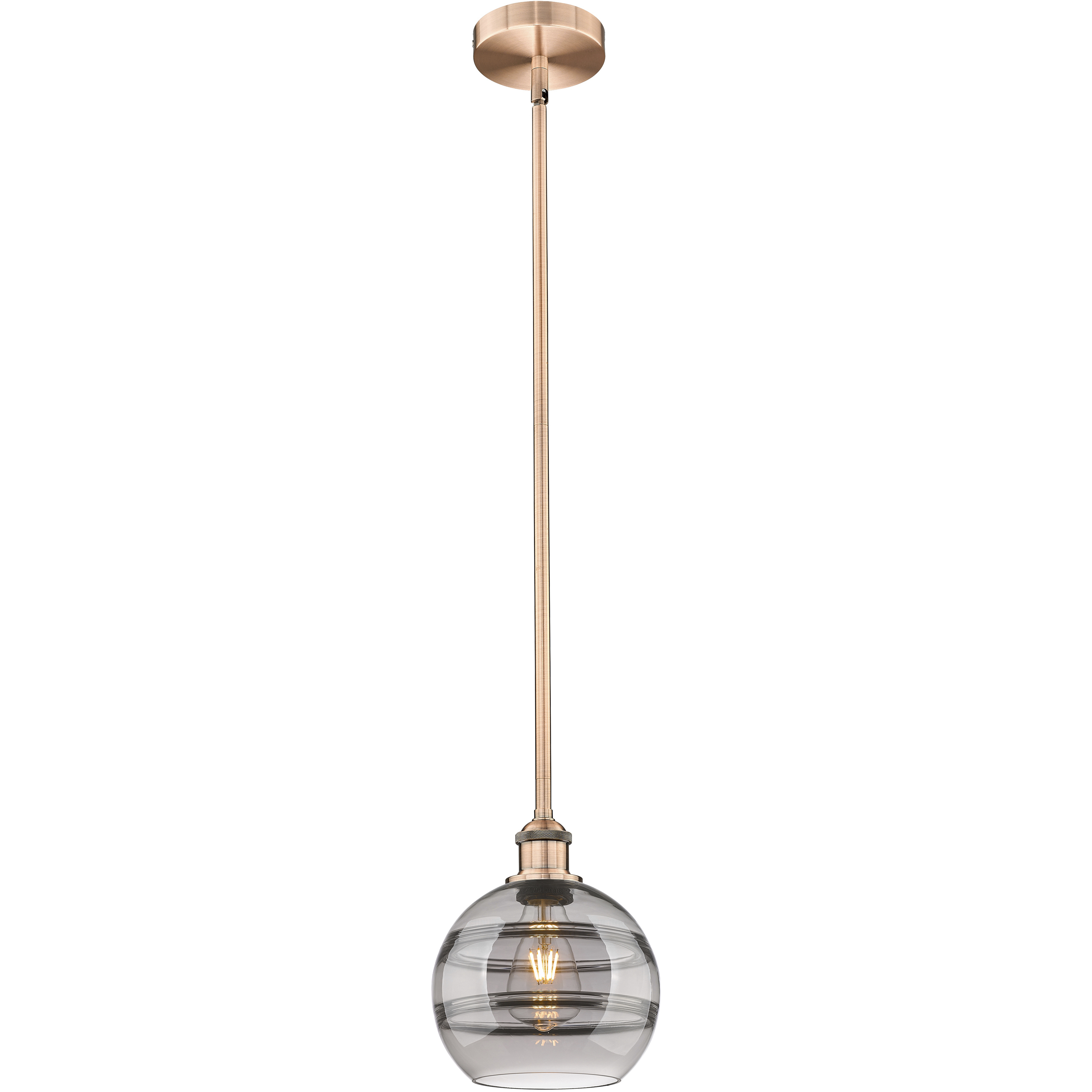 Edison Rochester 1 Light 8 inch Antique Copper Stem Hung Mini Pendant Ceiling Light