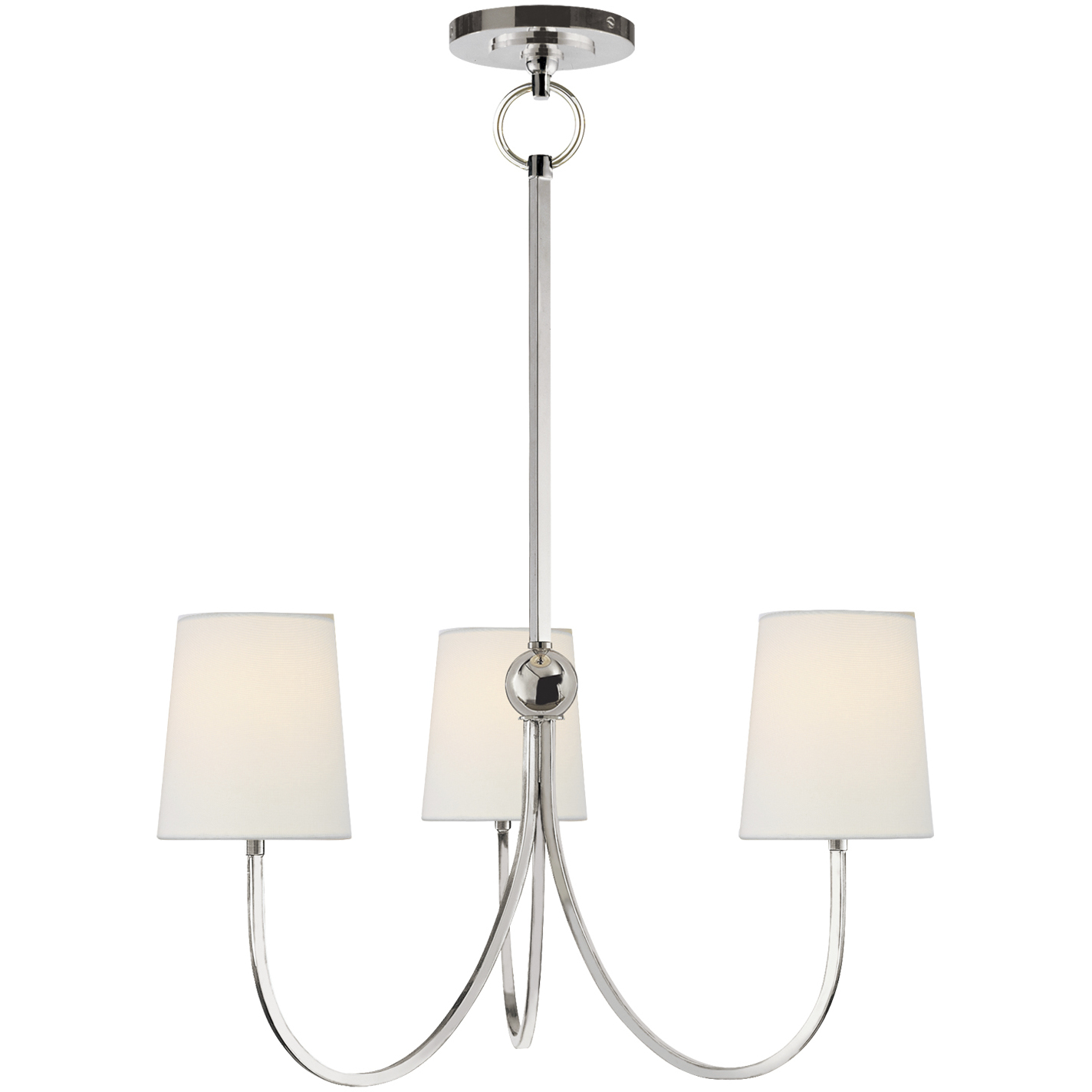 Thomas O'Brien Reed 3 Light 20 inch Polished Nickel Chandelier Ceiling Light in Linen, Small