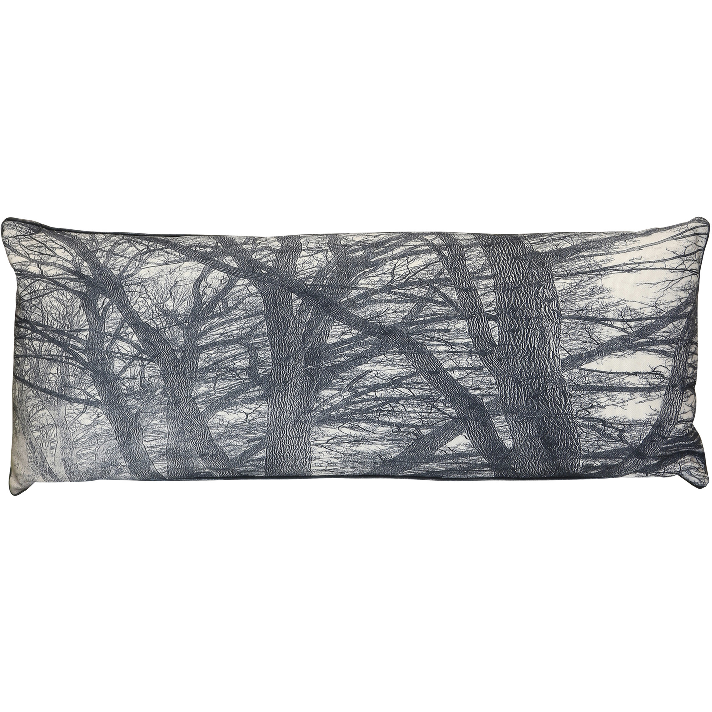 Wyatt Abstract 36 inch Charcoal and Ash Gray and Soft Ivory Pillow in 36" x 14"