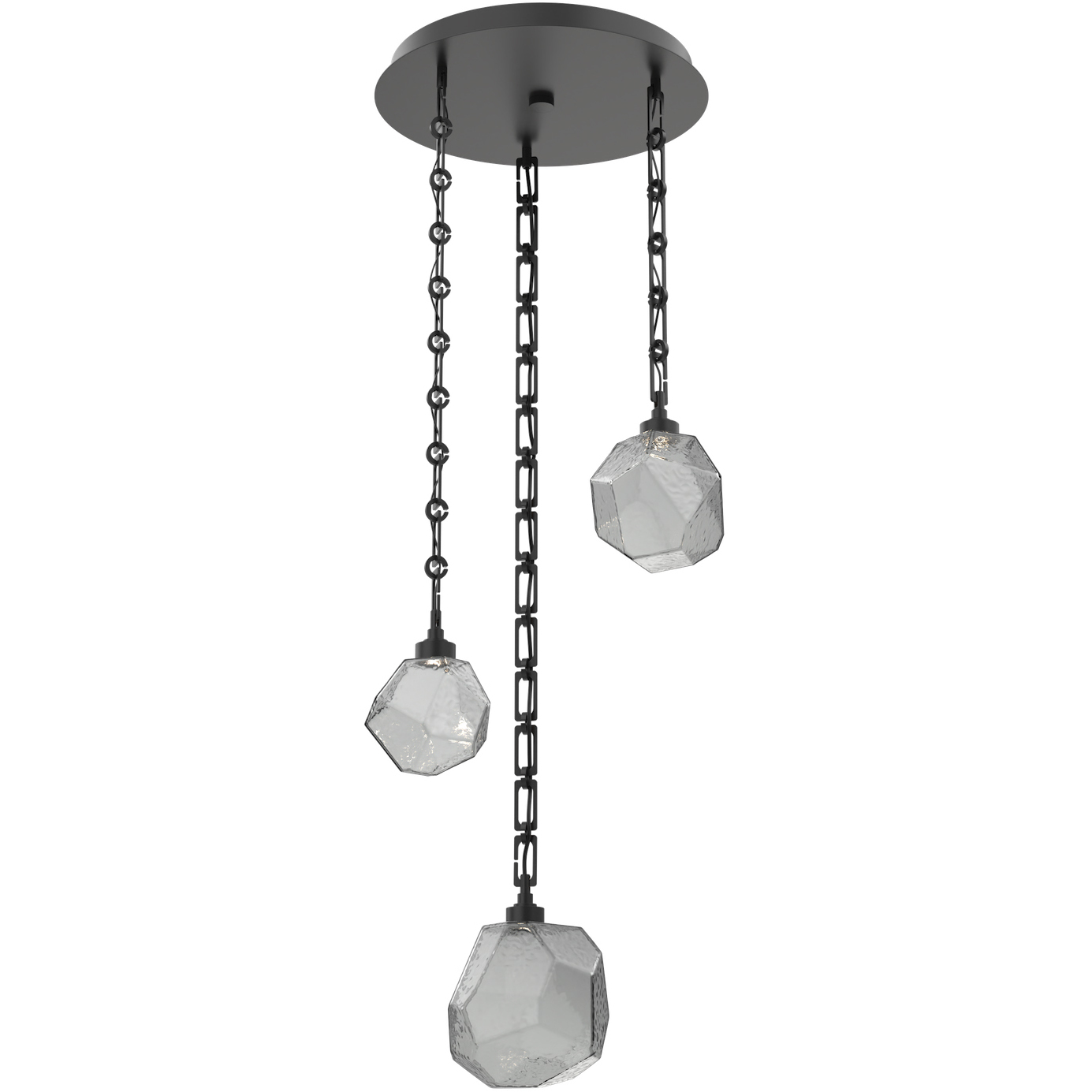 Gem LED 20.7 inch Matte Black Multi-Pendant Ceiling Light in 3000K LED, Smoke, Rectangular Chain
