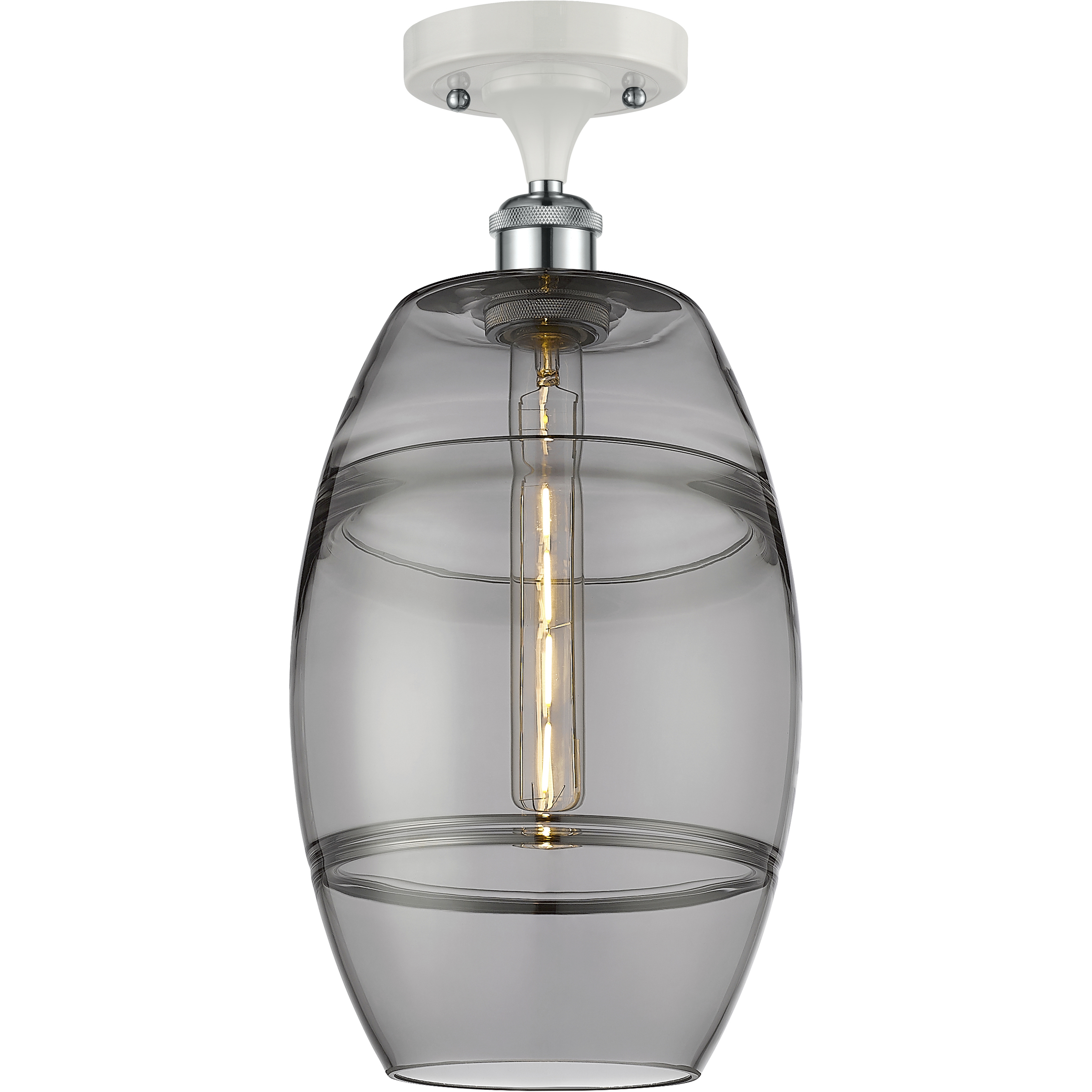 Ballston Vaz 1 Light 8 inch White Polished Chrome Semi-Flush Mount Ceiling Light