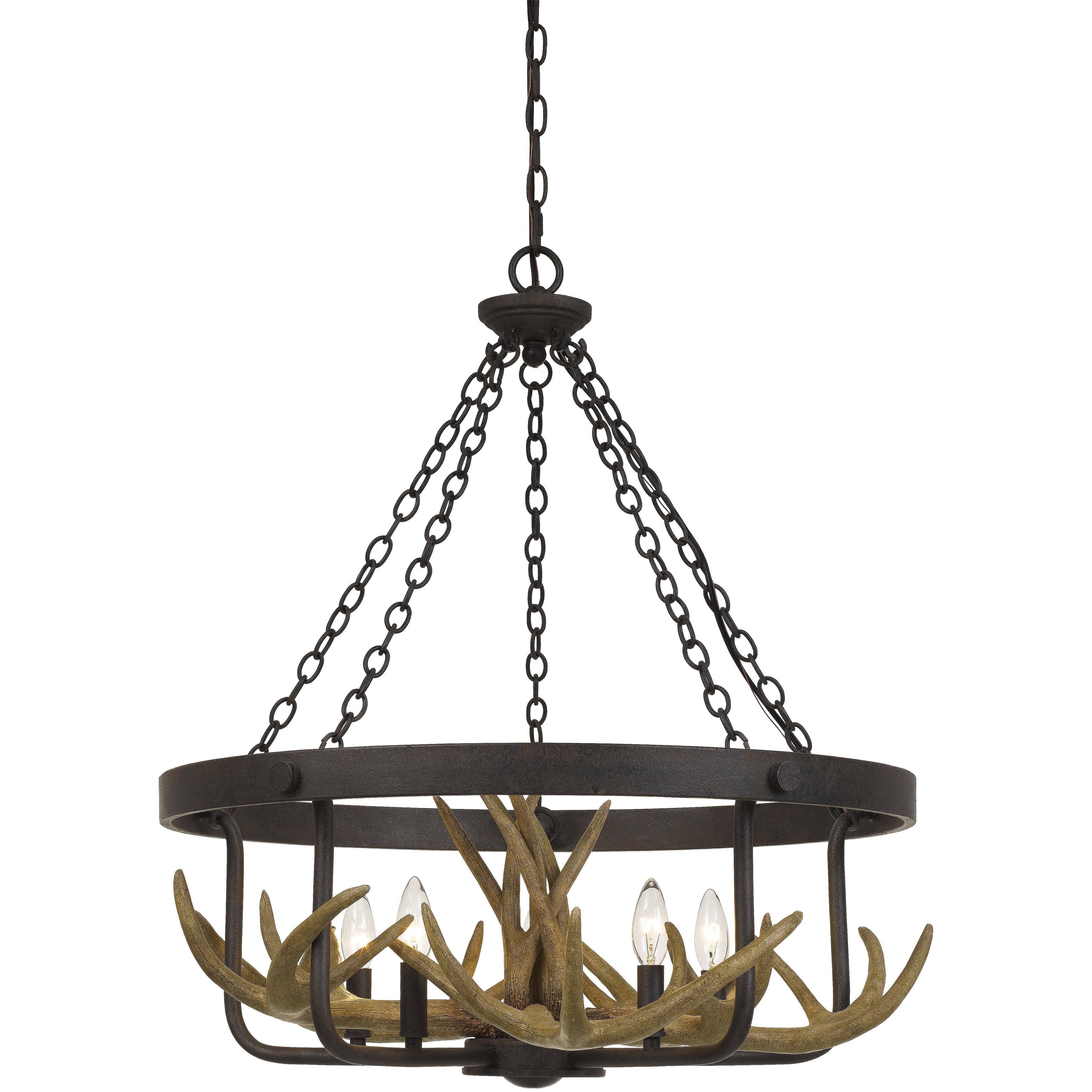 Angelo 5 Light 26.75 inch Iron Chandelier Ceiling Light, Antler