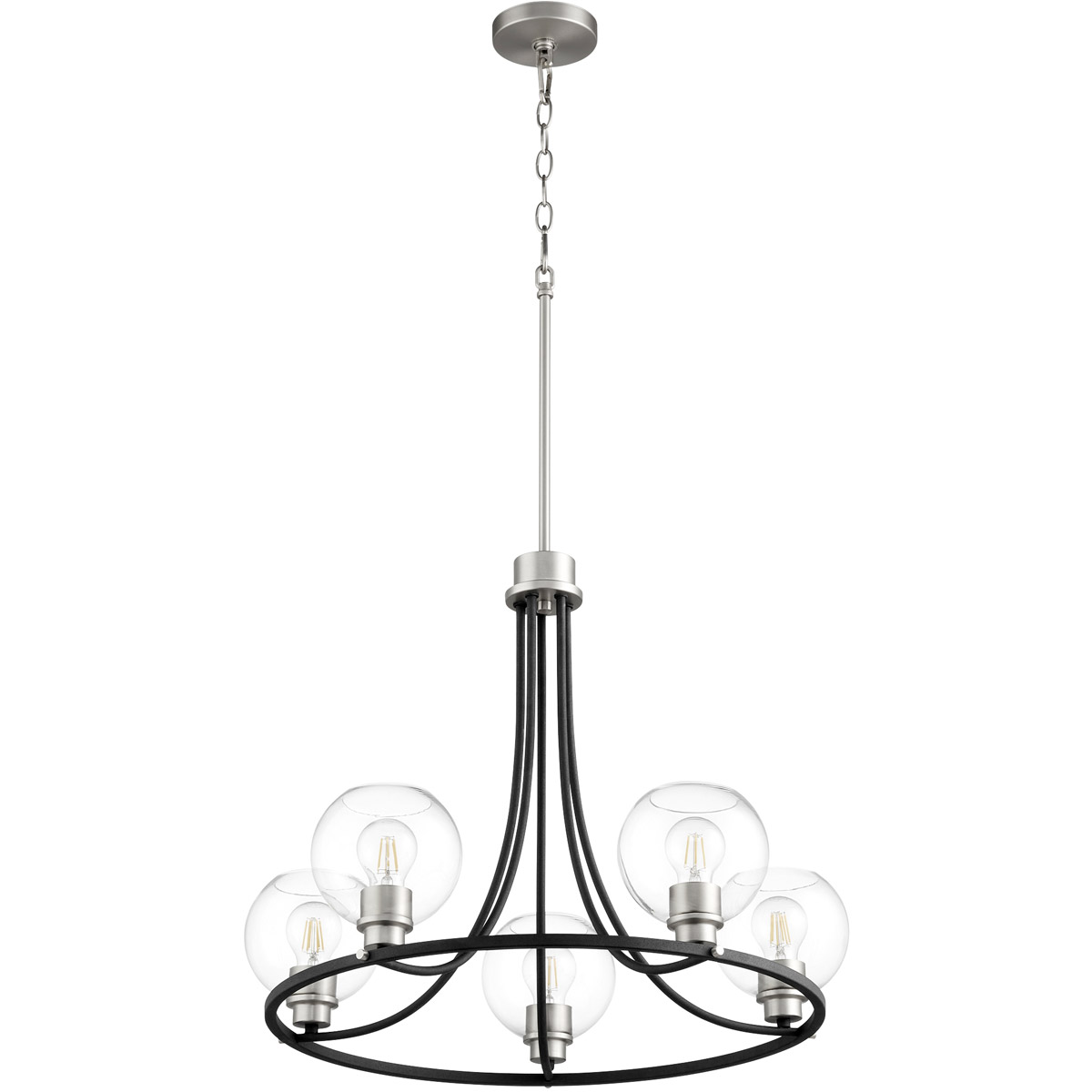 Clarion 5 Light 26 inch Noir and Satin Nickel Chandelier Ceiling Light
