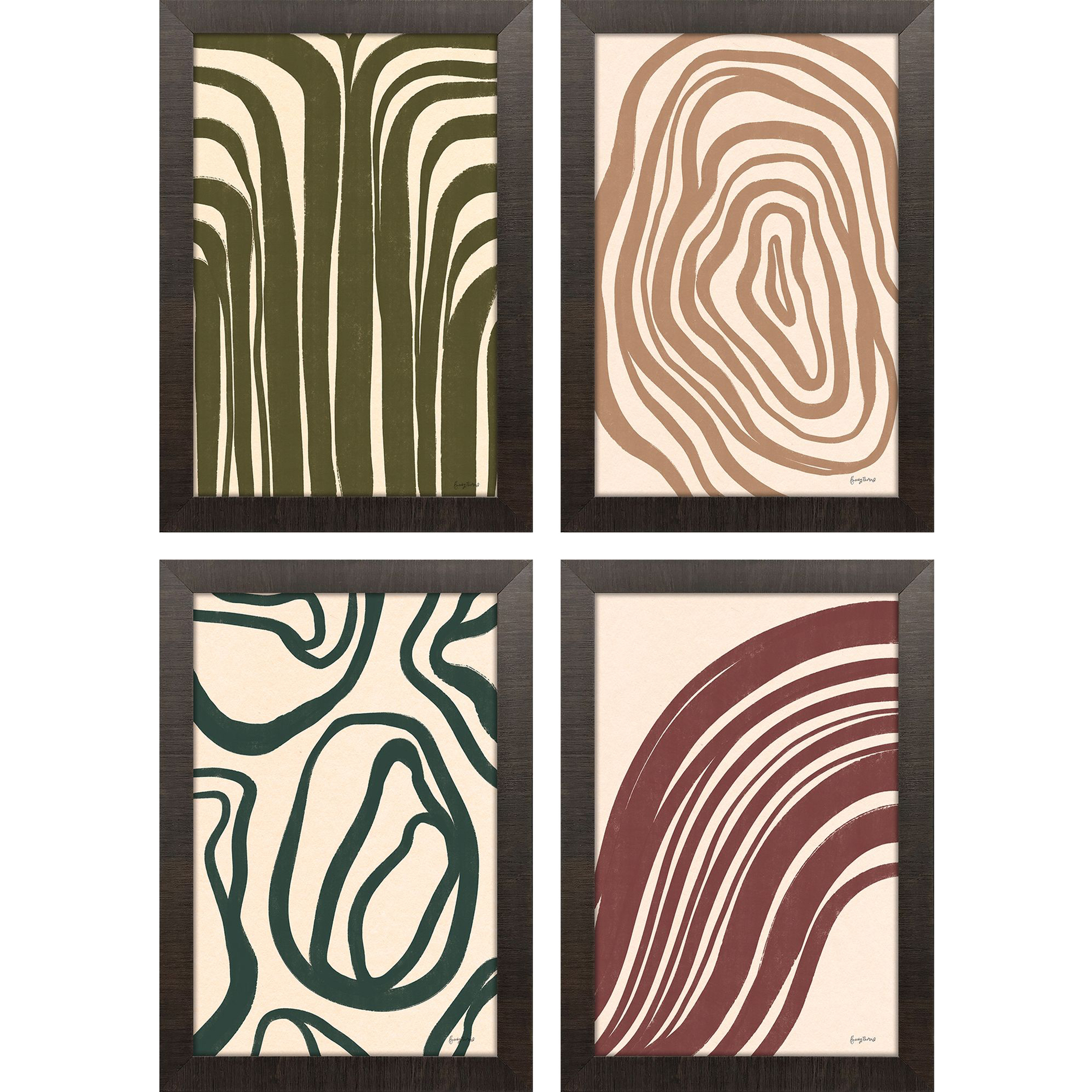 Organic Abstracts 17 X 12 inch Non-Glass Framed Art, Propac