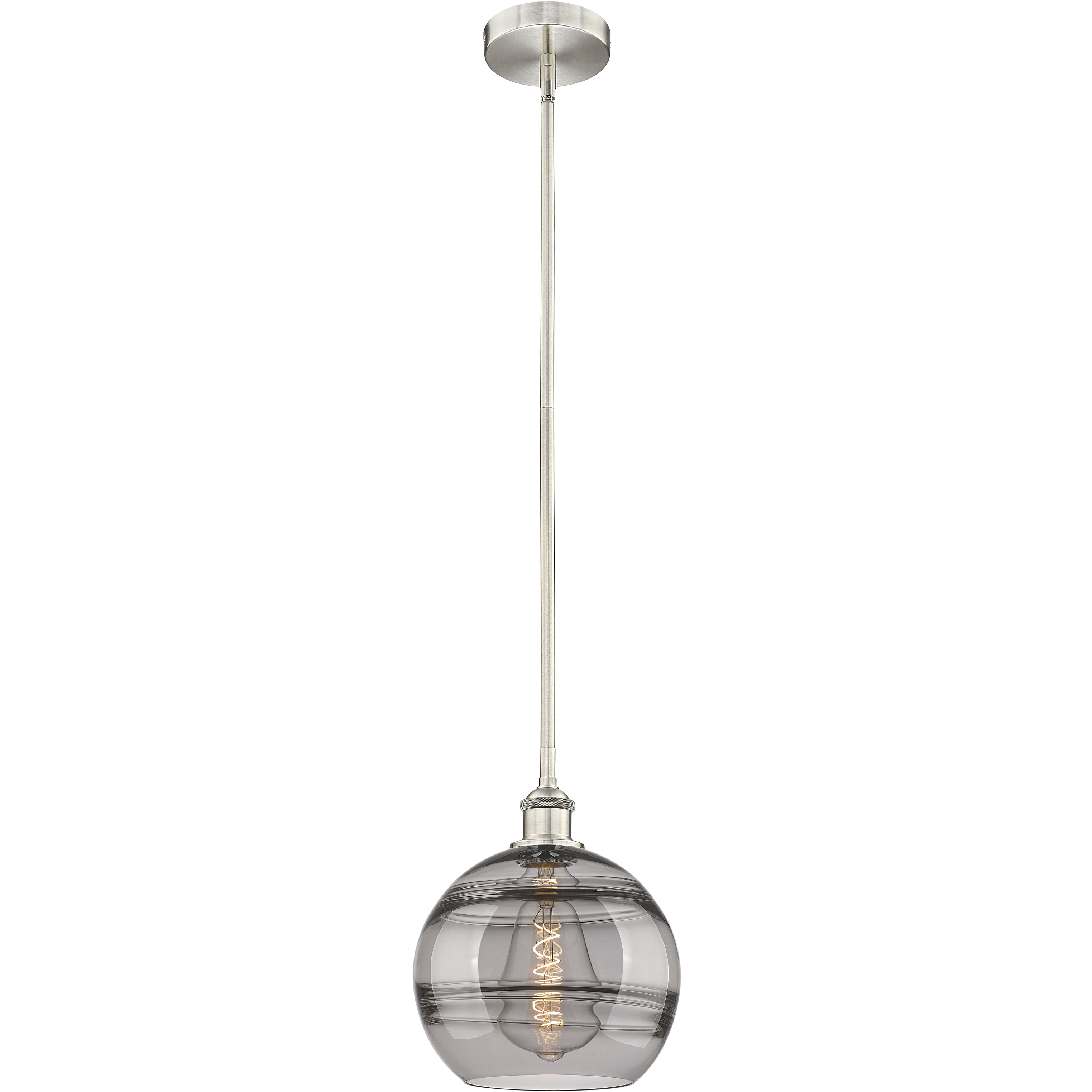 Edison Rochester 1 Light 10 inch Brushed Satin Nickel Stem Hung Mini Pendant Ceiling Light