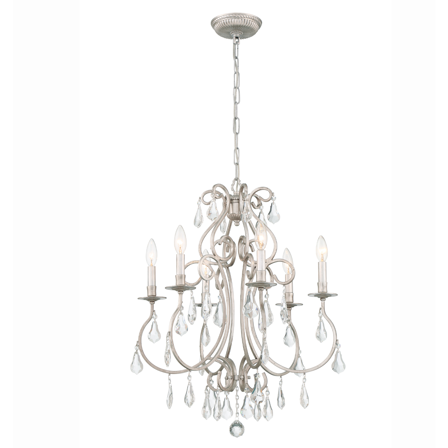 Ashton 6 Light 21.5 inch Olde Silver Chandelier Ceiling Light in Clear Hand Cut