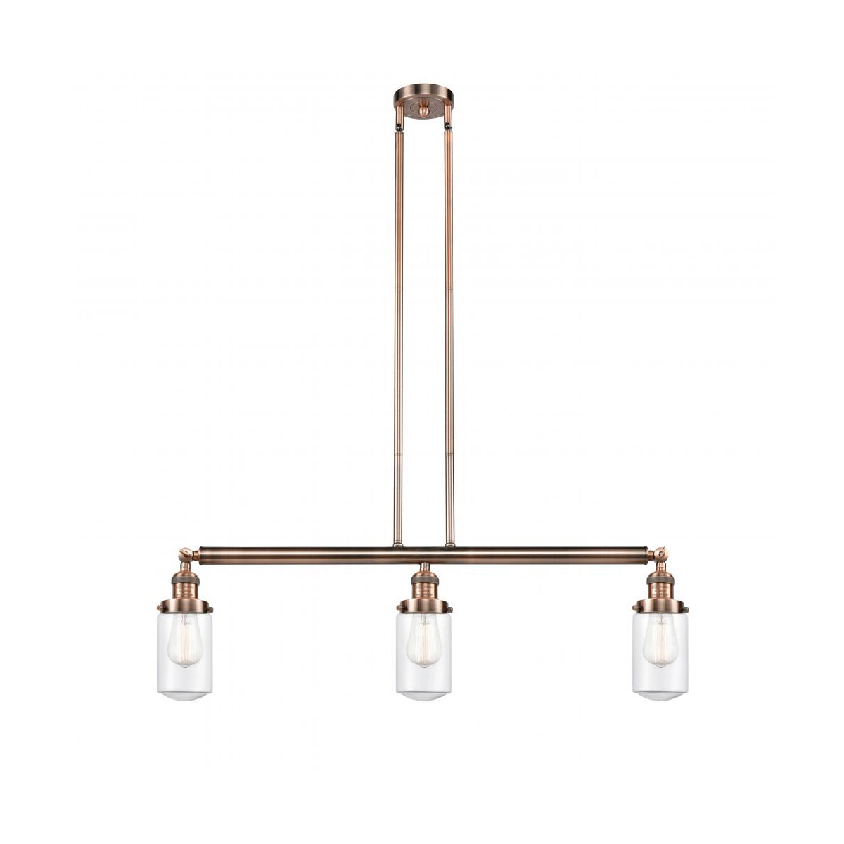 Franklin Restoration Dover LED 37 inch Antique Copper Island Light Ceiling Light in Clear Glass, Franklin Restoration