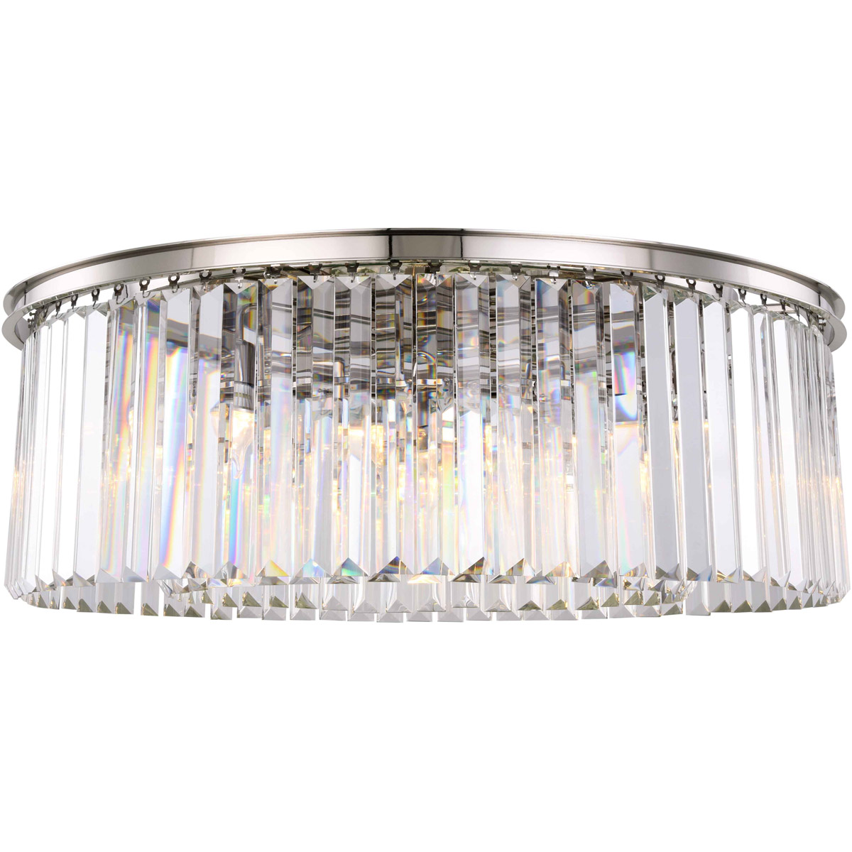 Sydney 10 Light 43.5 inch Polished nickel Flush Mount Ceiling Light in Clear, Urban Classic