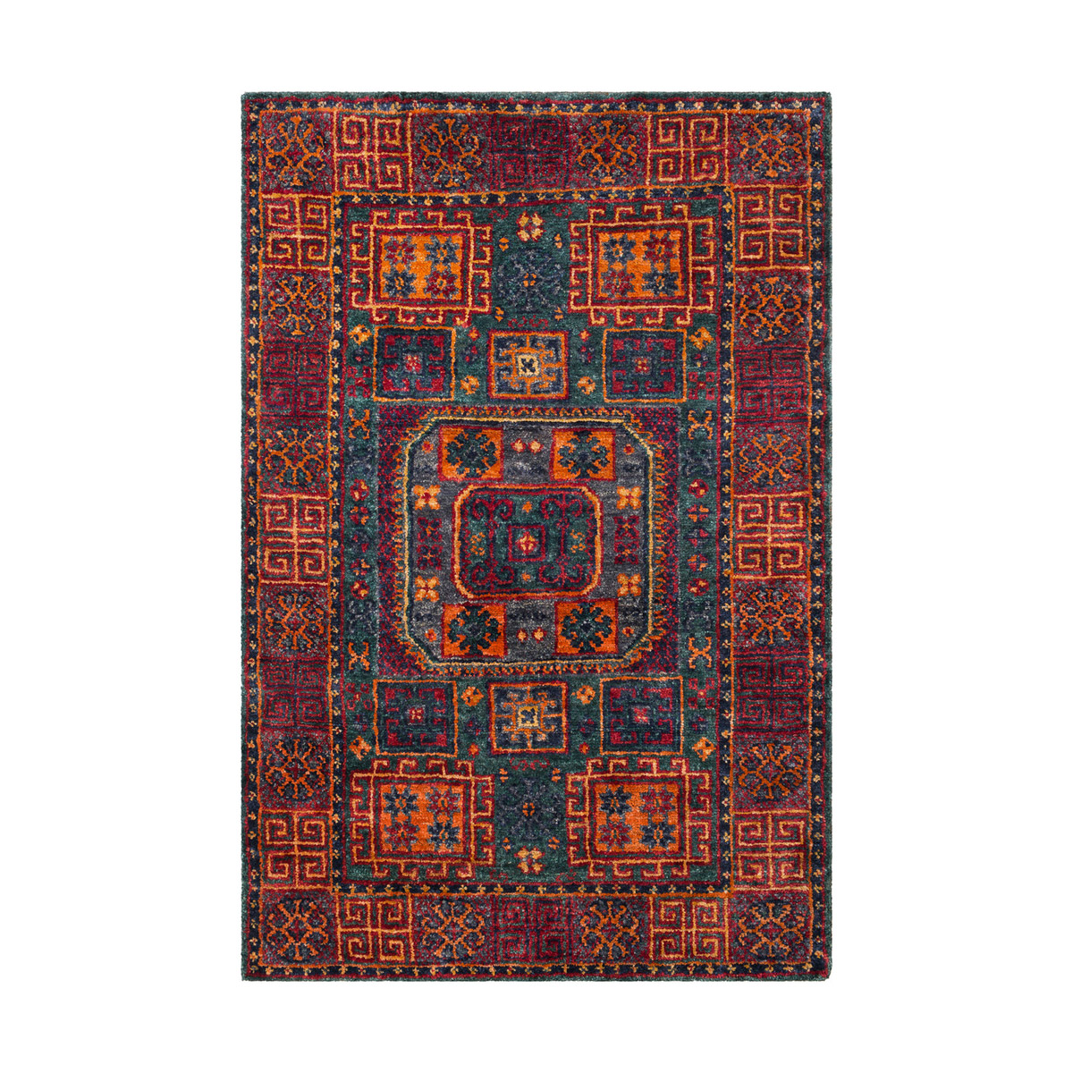 Scarborough 36 X 24 inch Dark Green/Dark Red/Saffron/Burnt Orange/Navy Rugs, Rectangle