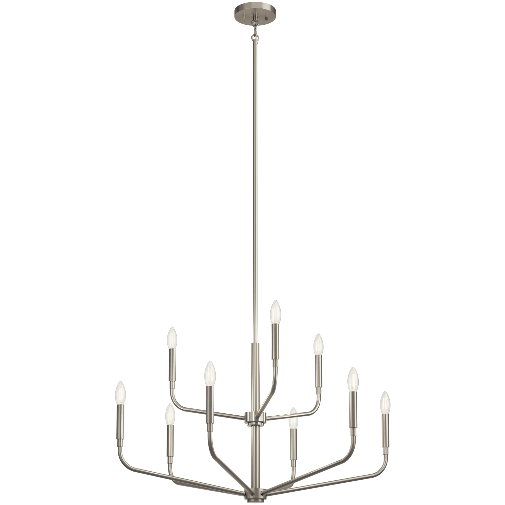 Madden 9 Light Brushed Nickel Chandelier Ceiling Light, 2 Tier