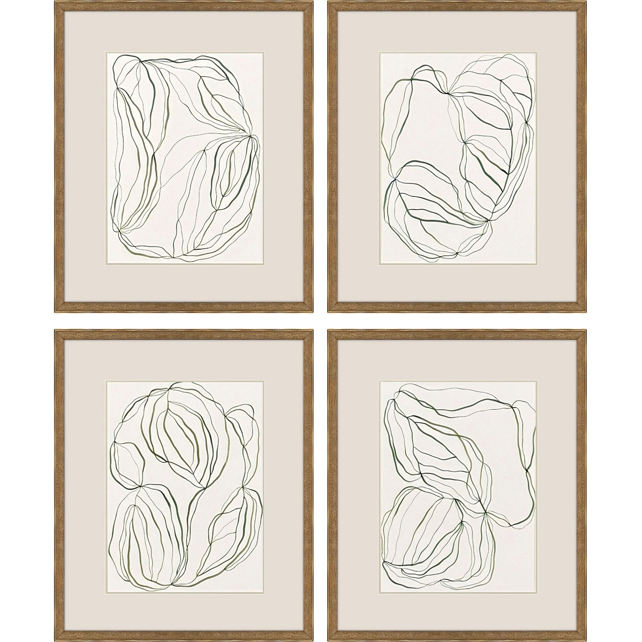 Linear Composition Green and Beige and Multi and Neutral Framed Art