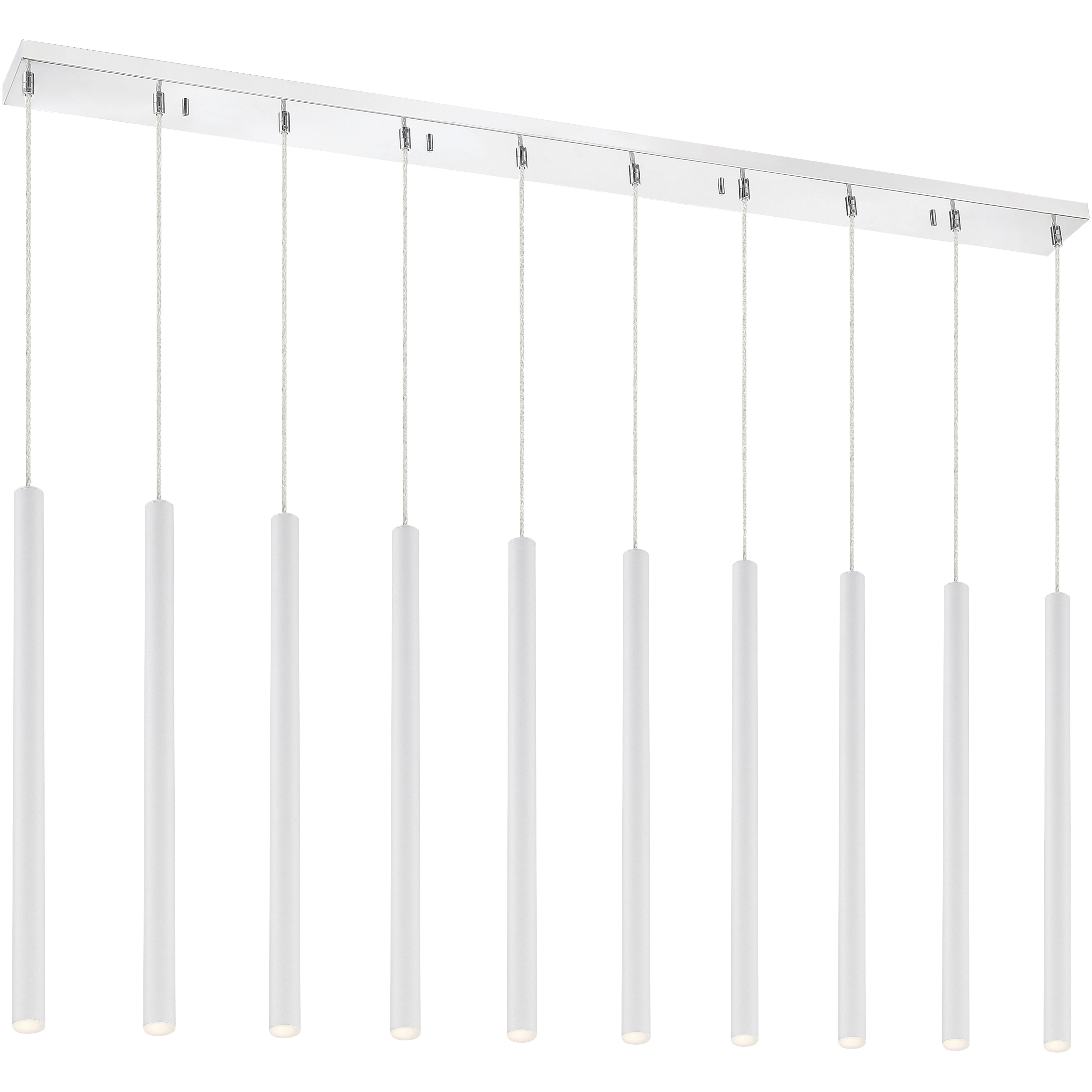 Forest LED 56.5 inch Chrome Linear Chandelier Ceiling Light in 10, 37, Matte White Steel