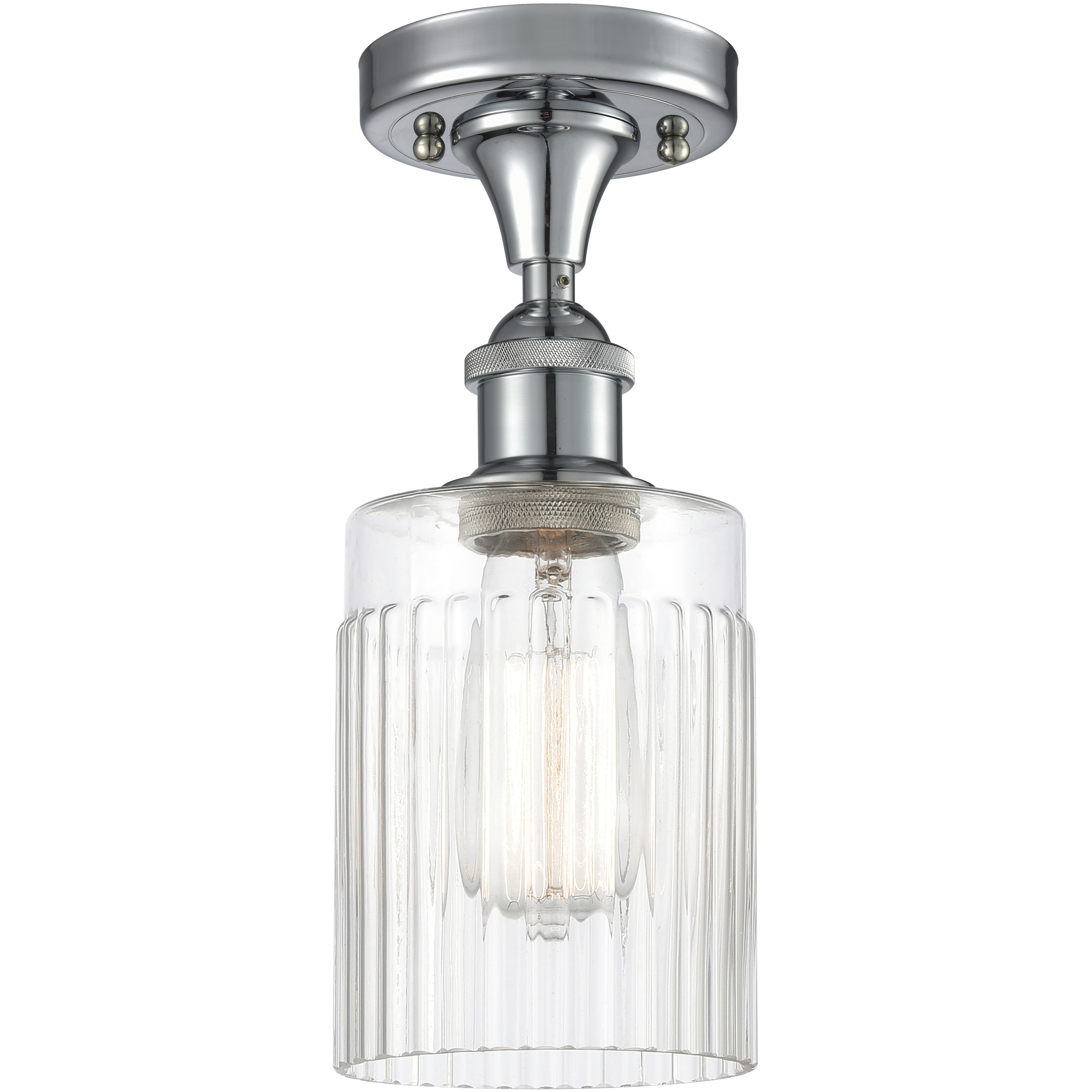 Edison Hadley 1 Light 4.5 inch Polished Chrome Semi-Flush Mount Ceiling Light in Clear Glass