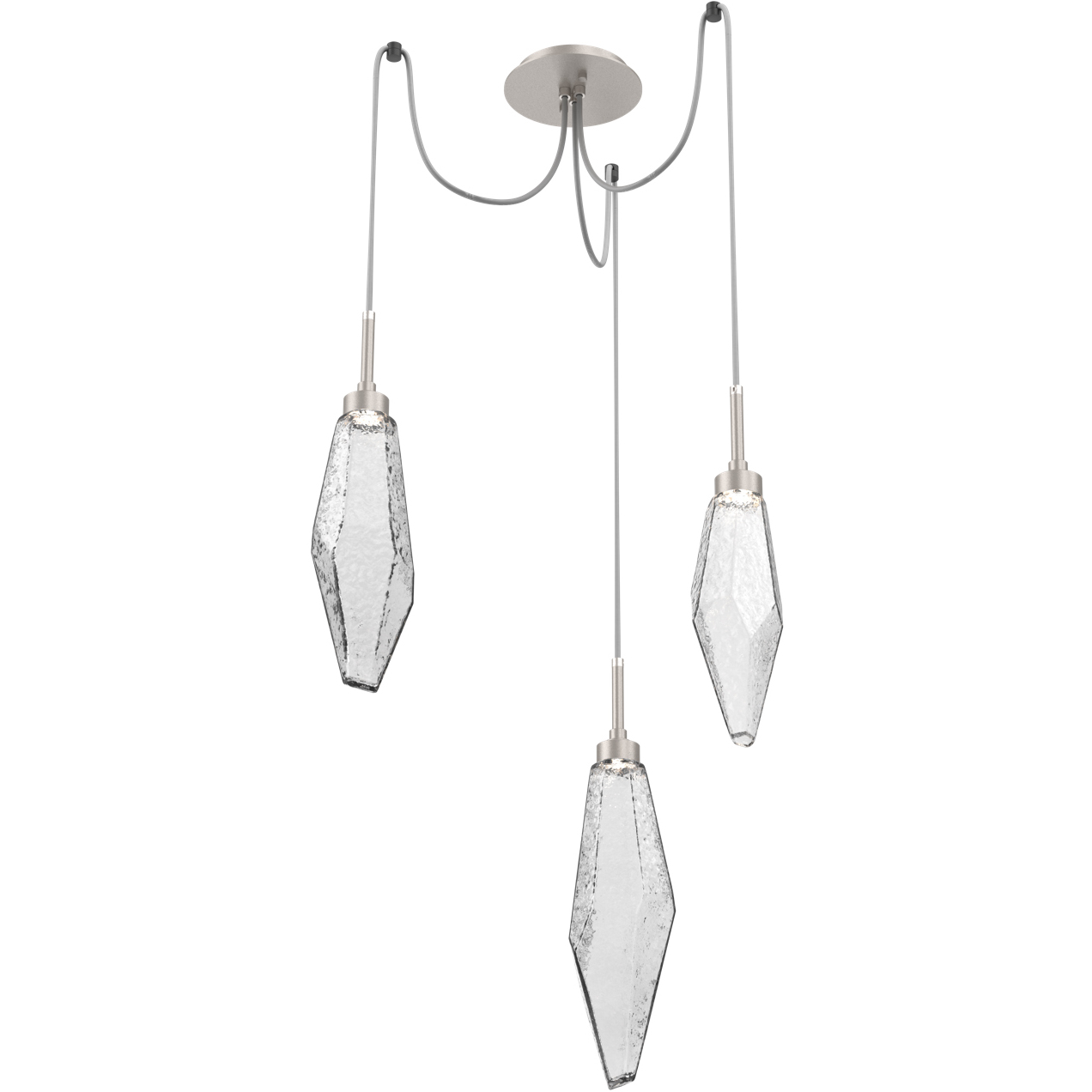Rock Crystal LED 13.5 inch Metallic Beige Silver Swag Multi-Pendant Ceiling Light in 3000K LED, Chilled Clear
