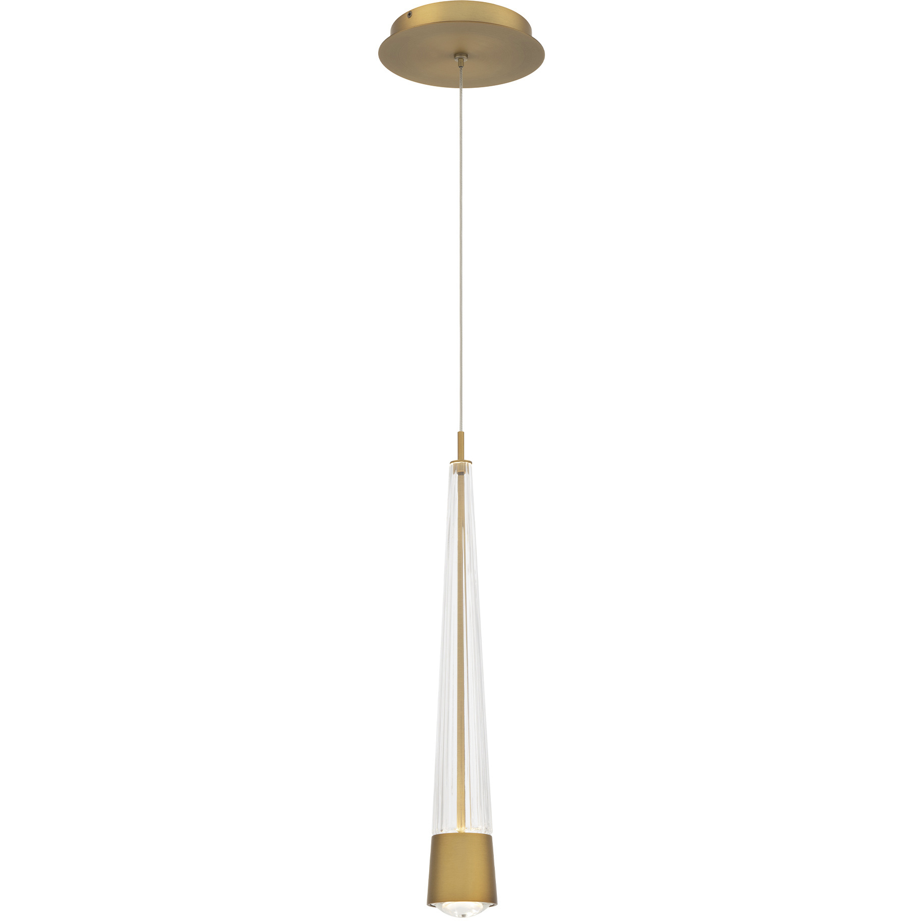 Quill LED 2.34 inch Aged Brass Pendant Ceiling Light in 3500K, dweLED