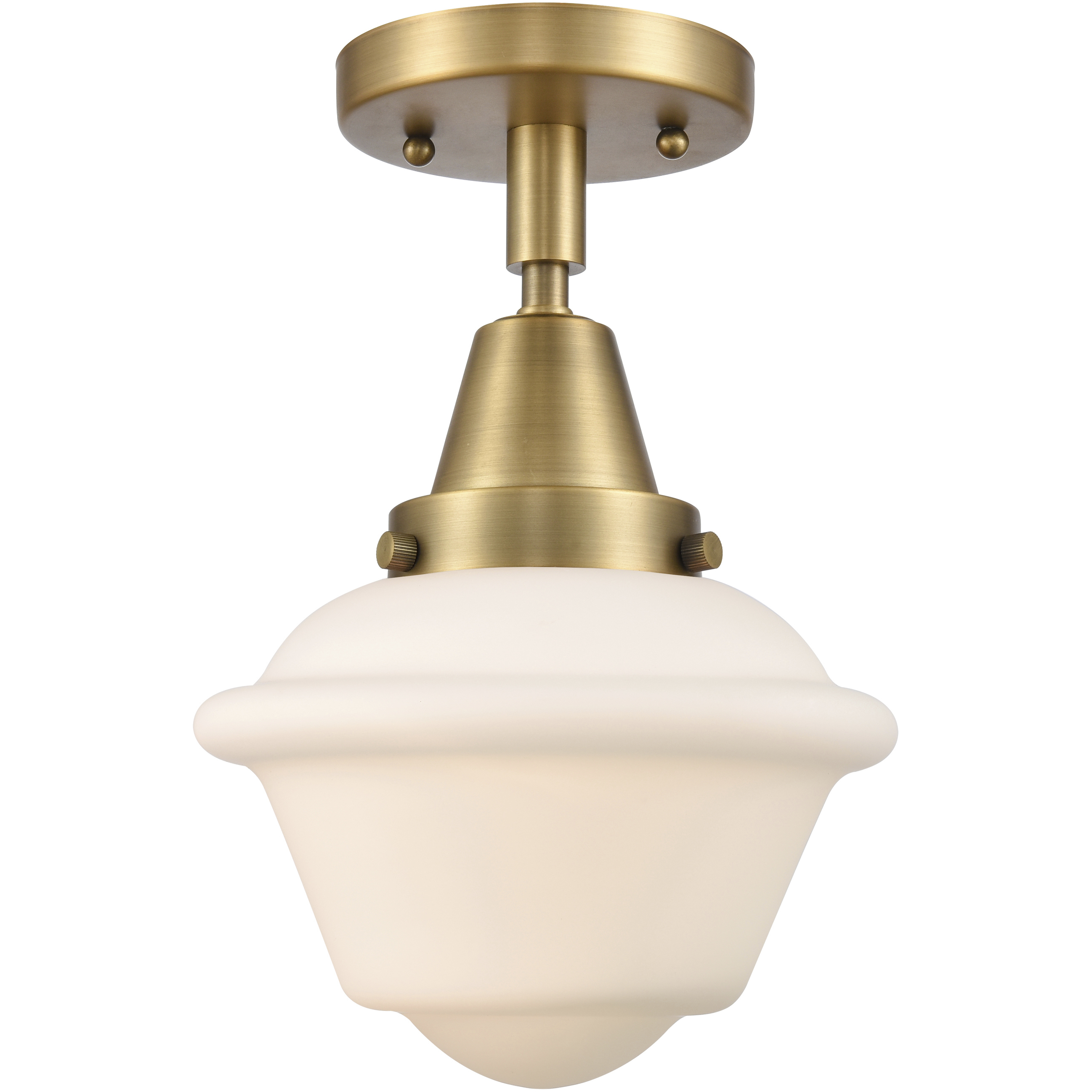 Franklin Restoration Small Oxford LED 7.5 inch Brushed Brass Flush Mount Ceiling Light in Matte White Glass