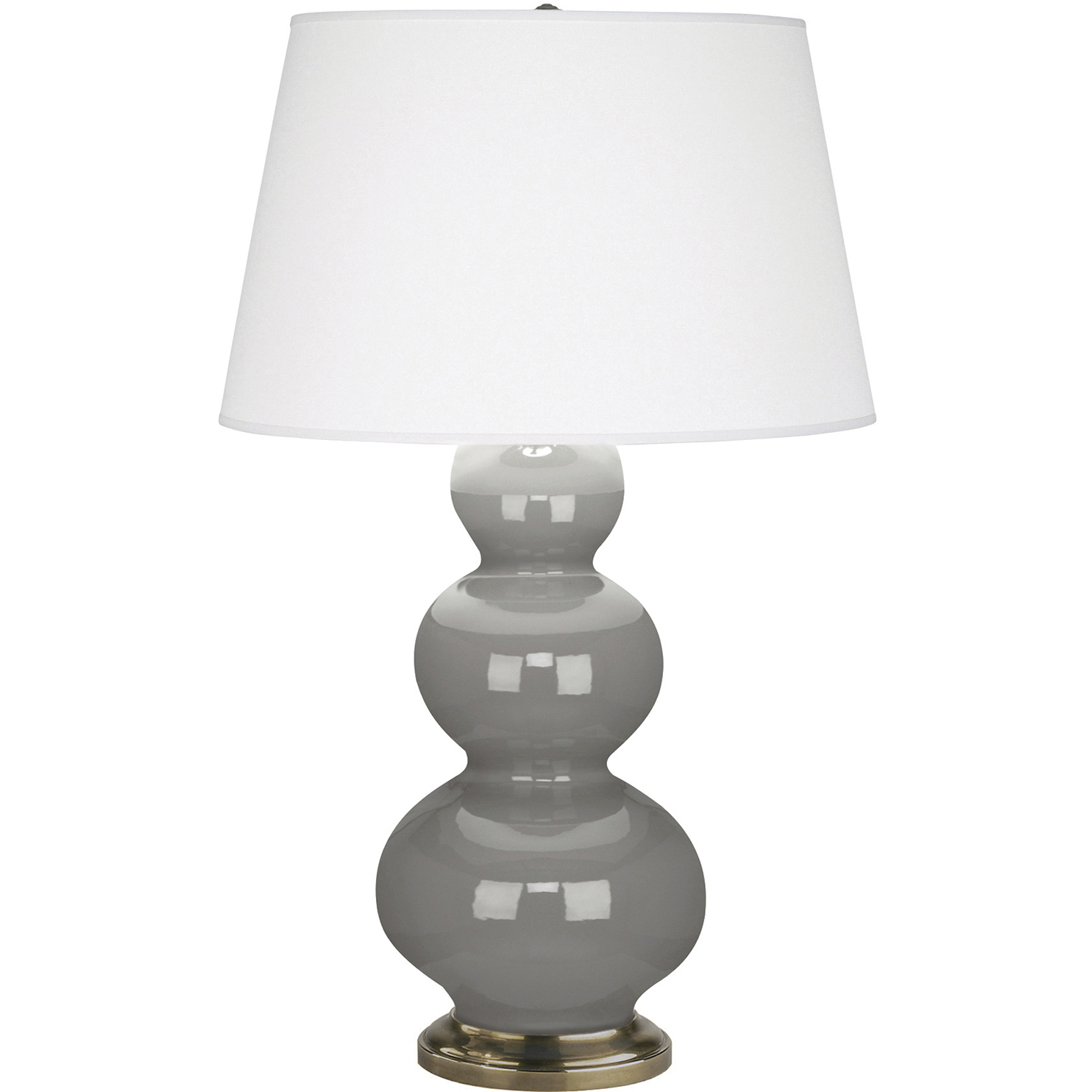Triple Gourd 32.75 inch 150 watt Smoky Taupe Table Lamp Portable Light in Antique Natural Brass