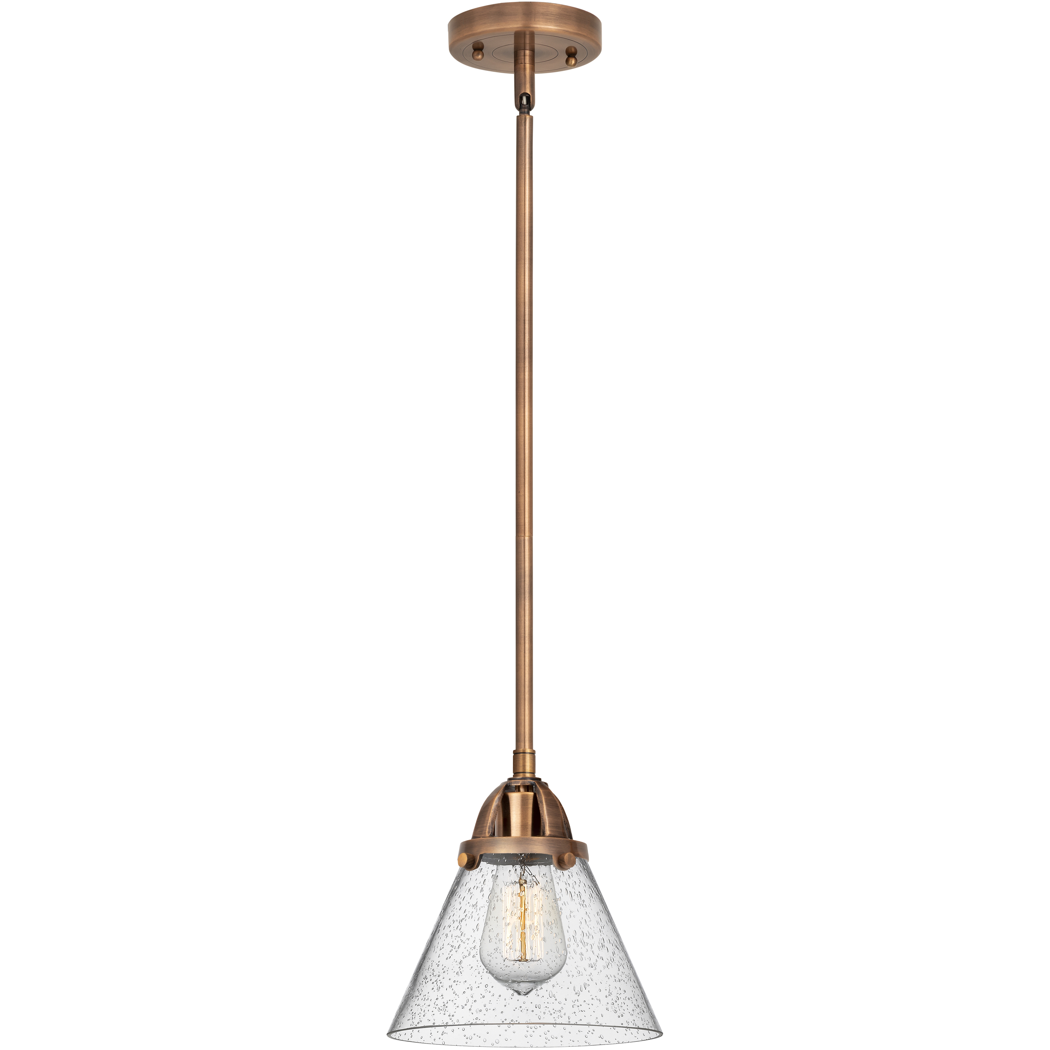 Nouveau 2 Cone LED 7.75 inch Antique Copper Mini Pendant Ceiling Light in Seedy