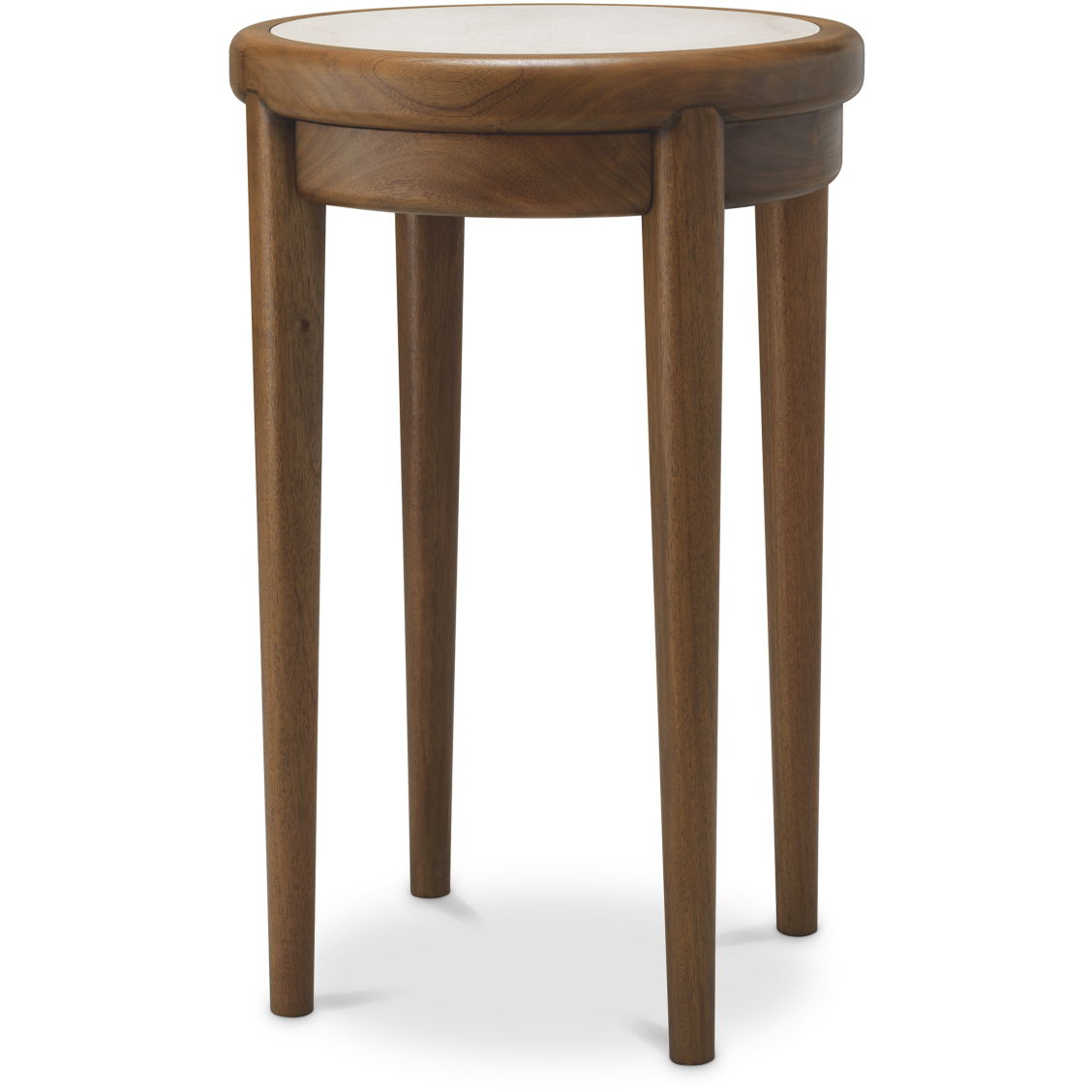 Hensley Mahogany Wood and Caramel and Beige Marble Side Table