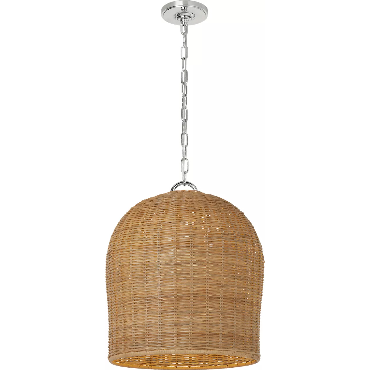 Marie Flanigan Nancy LED 18.75 inch Polished Nickel Woven Hanging Shade Ceiling Light in Natural Wicker