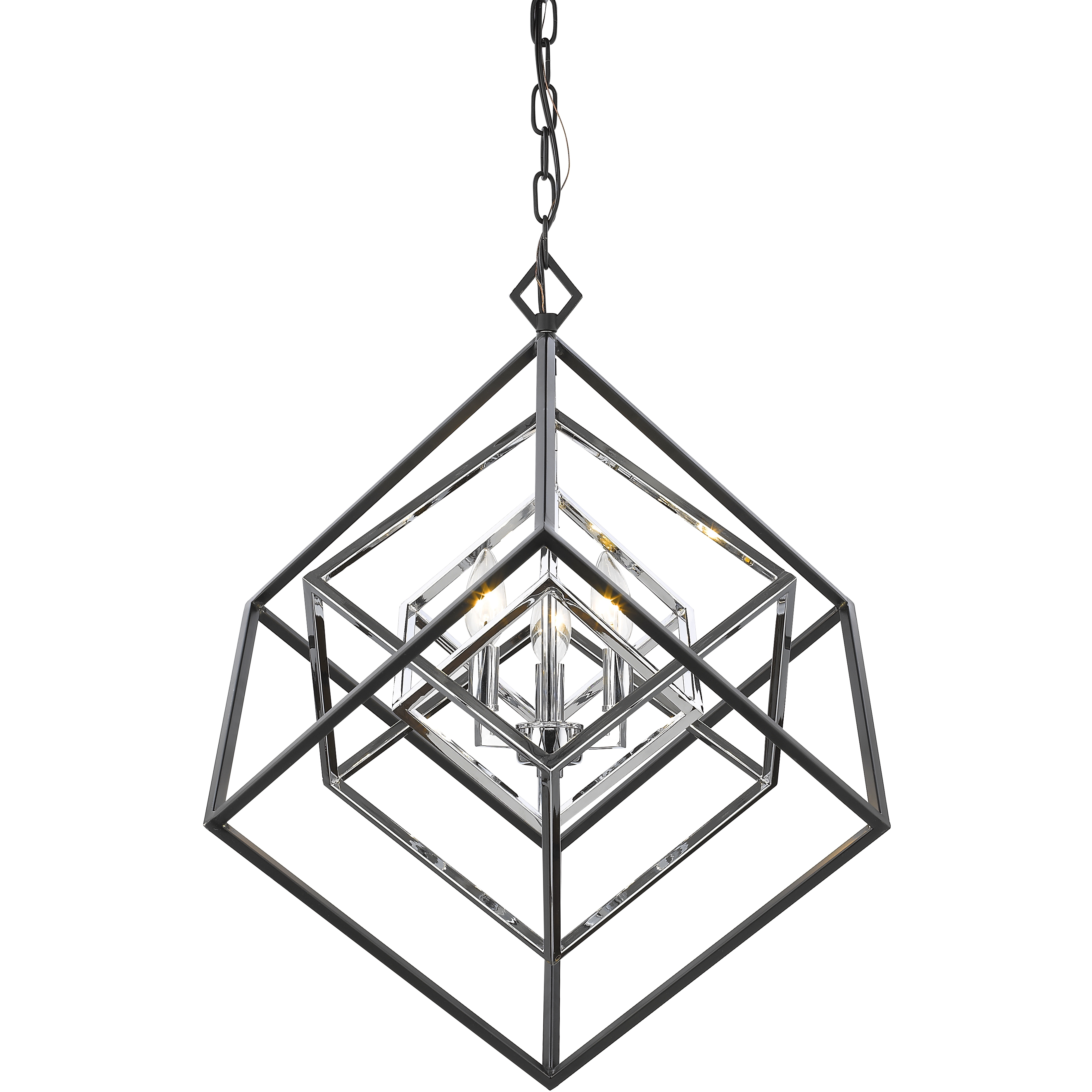 Euclid 3 Light 23 inch Chrome and Matte Black Chandelier Ceiling Light