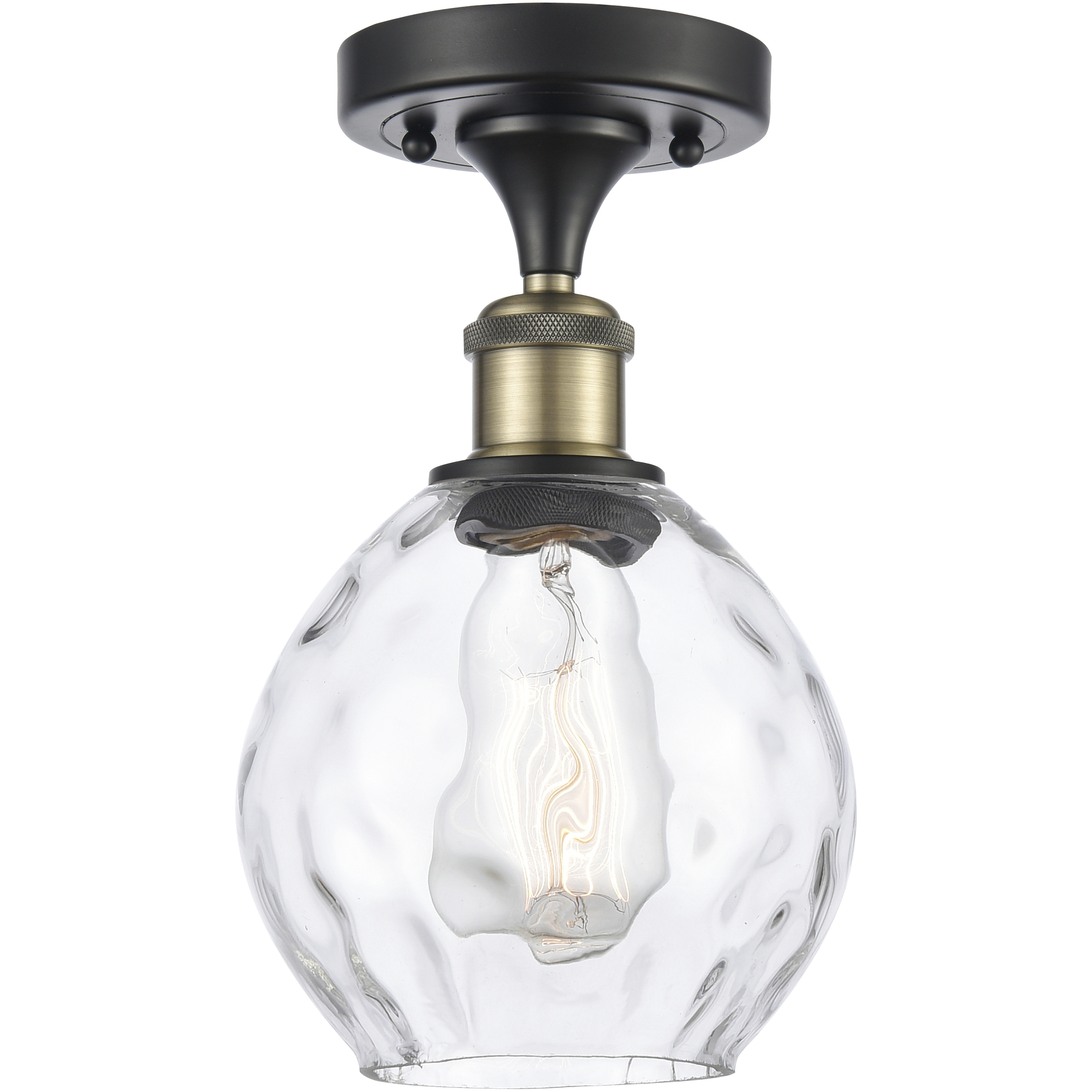 Waverly 1 Light 6 inch Black Antique Brass Semi-Flush Mount Ceiling Light