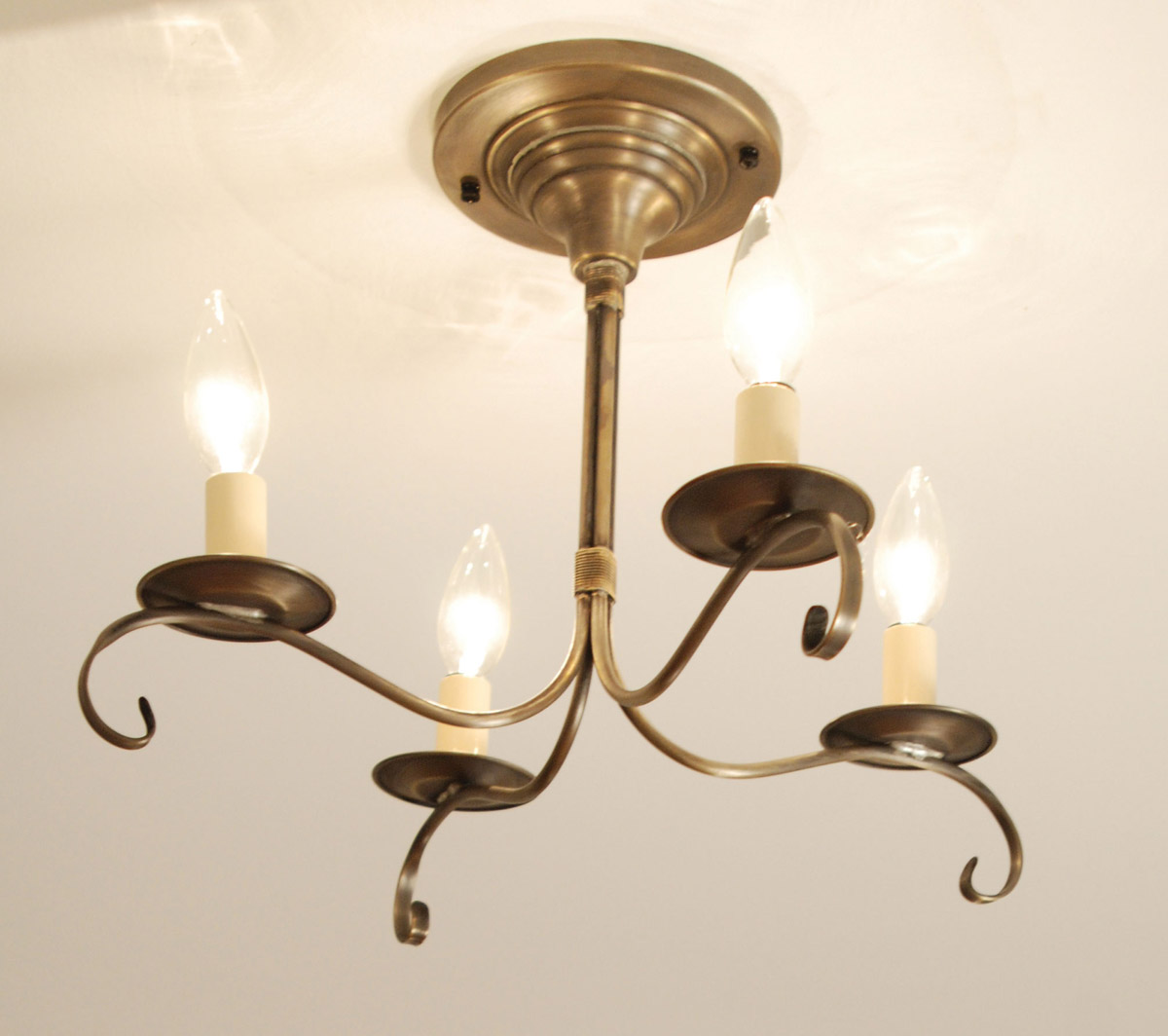 Hunter 4 Light 16 inch Antique Brass Chandelier Ceiling Light