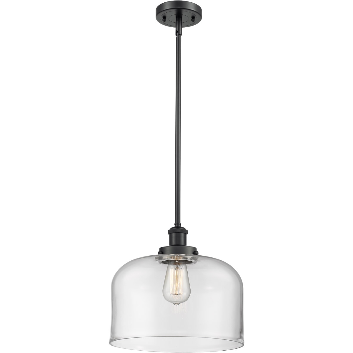 Ballston X-Large Bell 1 Light 8 inch Matte Black Pendant Ceiling Light in Clear Glass, Ballston