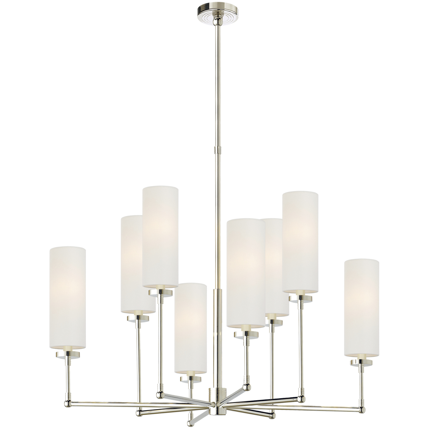Thomas O'Brien Ziyi 8 Light 33.5 inch Polished Nickel Chandelier Ceiling Light in Linen, Large