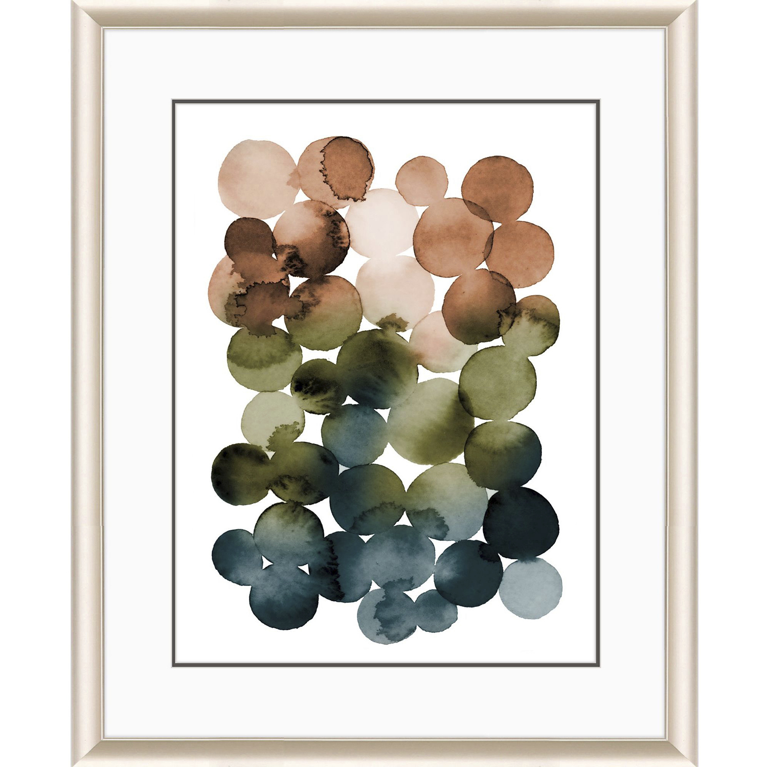 Earthy Brushstrokes / Earthy Circles Blue and Green and Rust Framed Art, Propac