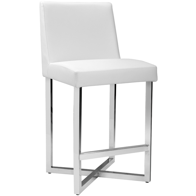 Howard 37.25 inch Stainless Steel / White Counter Stool