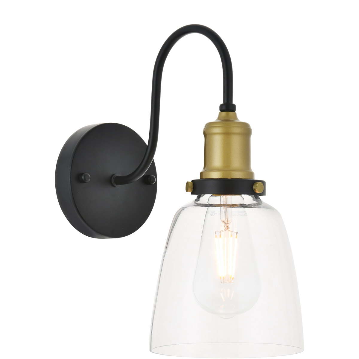 Felicity 1 Light 5.7 inch Brass and Black Wall Sconce Wall Light