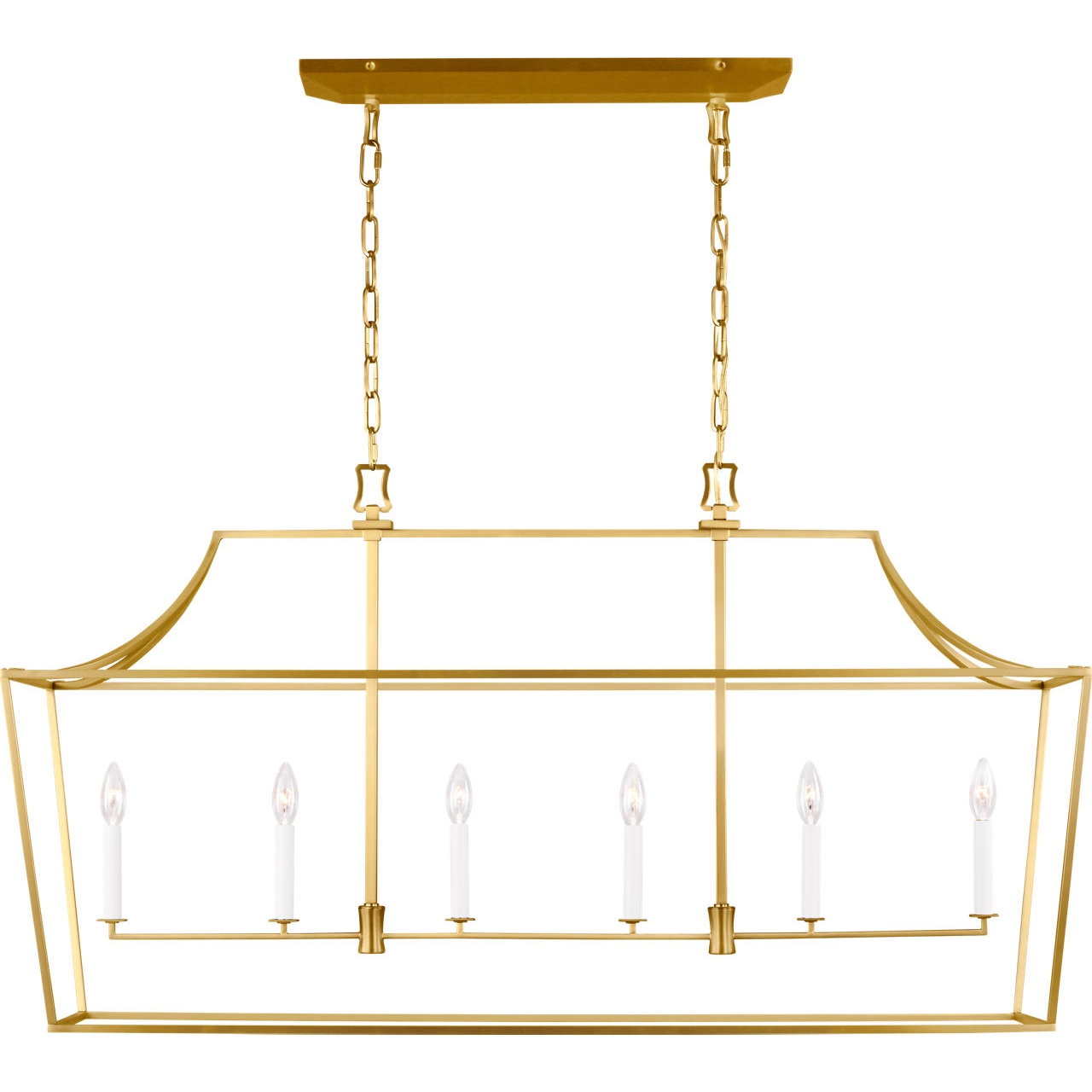C&M by Chapman & Myers Southold 6 Light 48 inch Burnished Brass Hanging Linear Lantern Ceiling Light