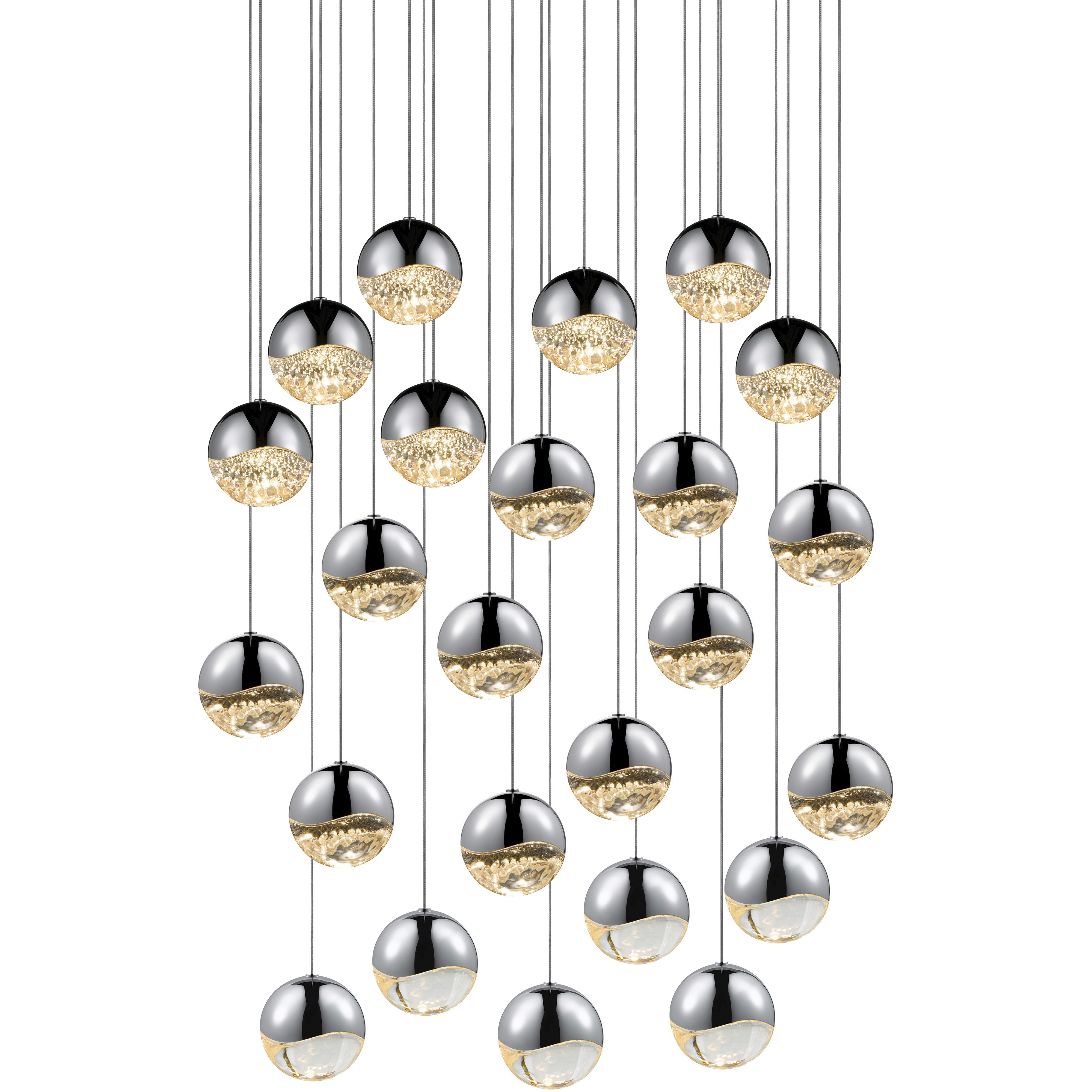 Grapes LED 27 inch Polished Chrome Cluster Pendant Ceiling Light in Large