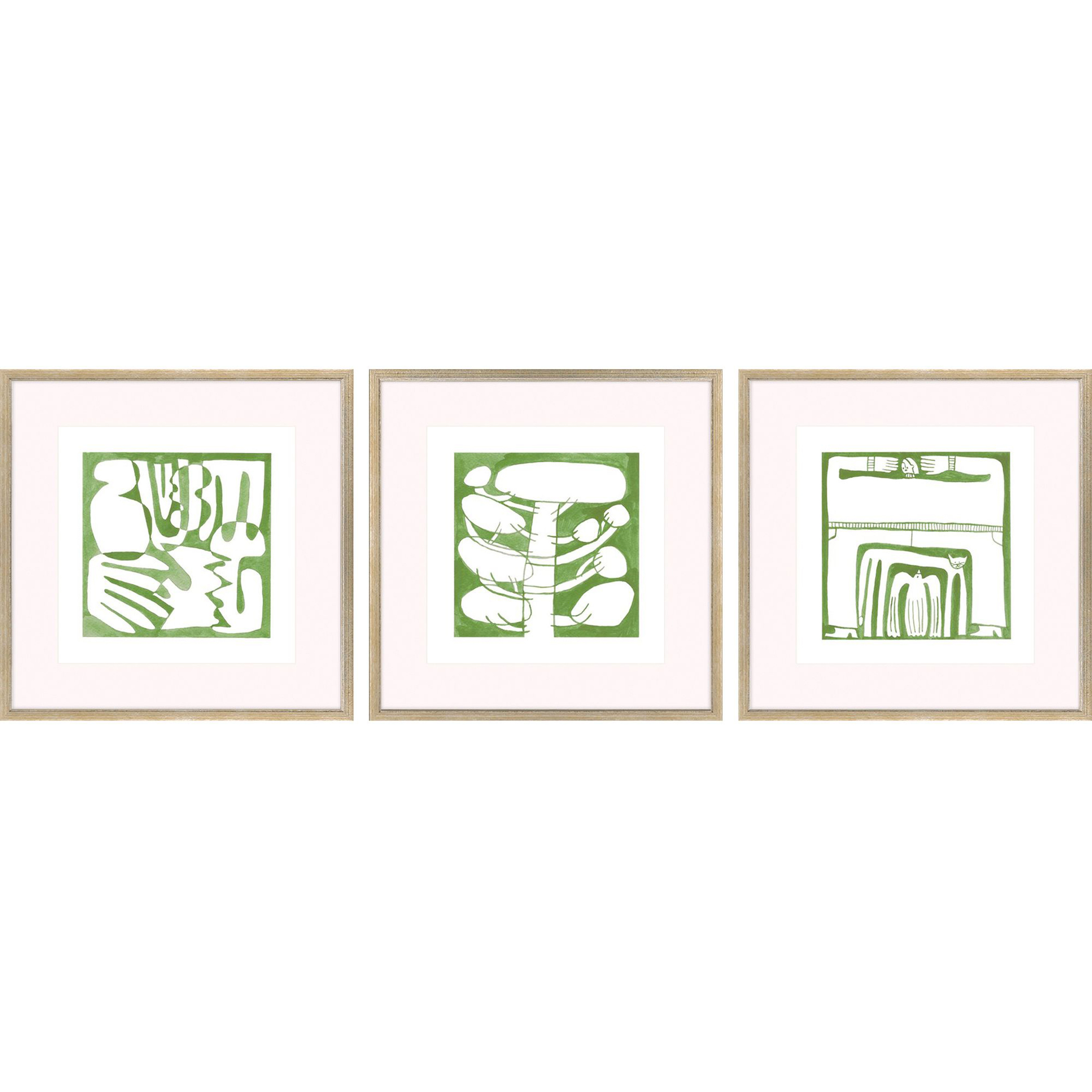 Minimal Moments Green and Multi and White Framed Art