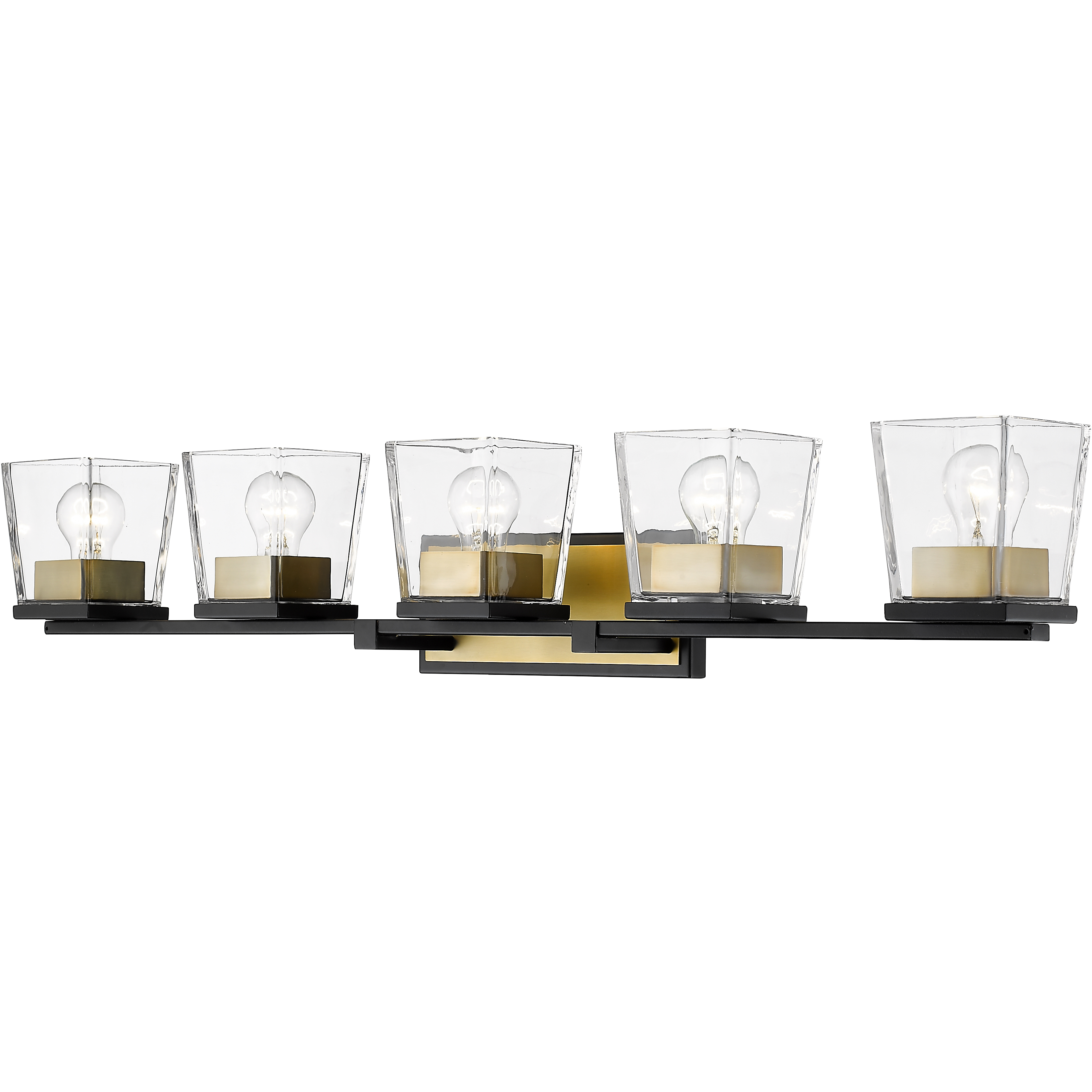 Bleeker Street 5 Light 42.5 inch Matte Black and Olde Brass Vanity Wall Light