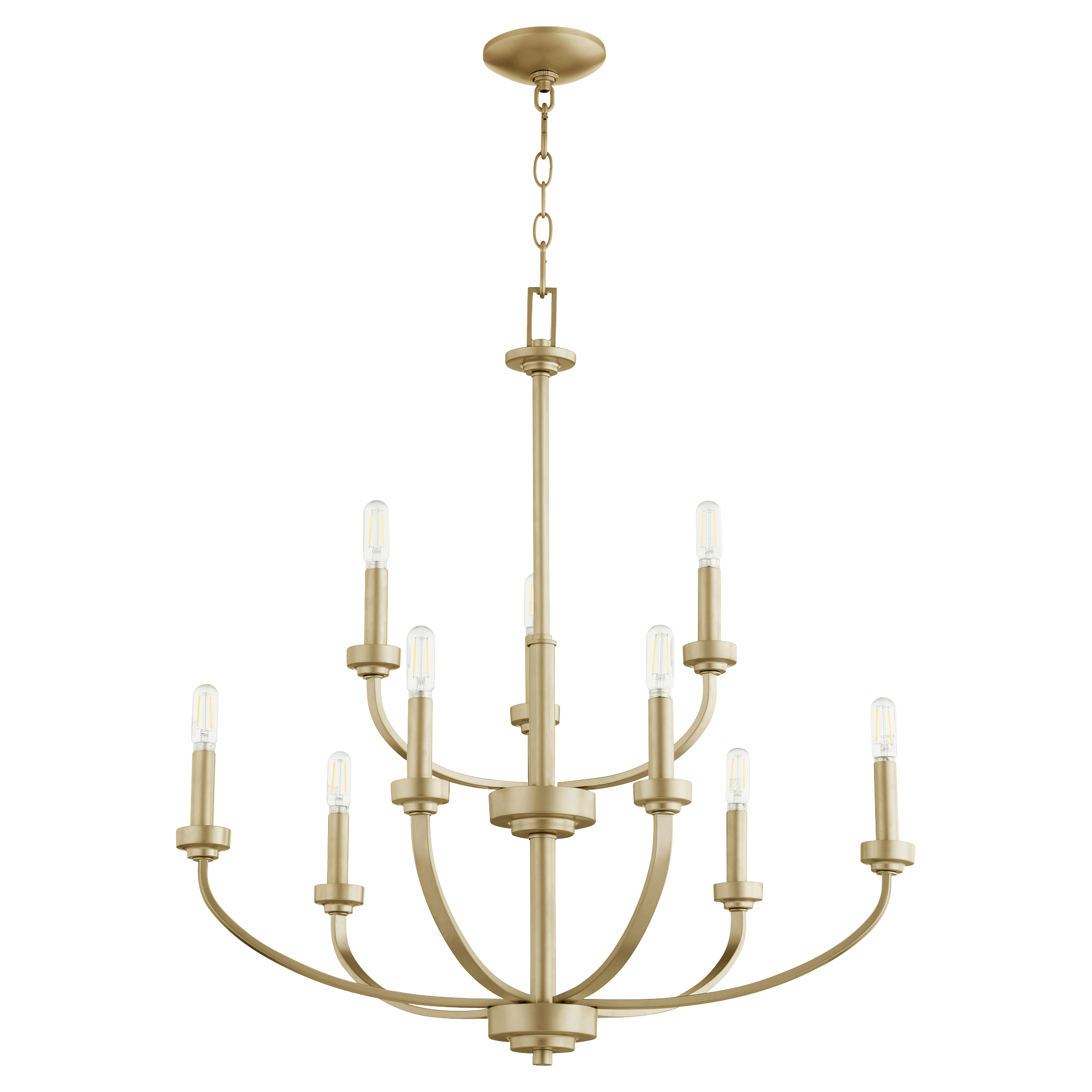 Reyes 9 Light 31.25 inch Aged Brass Chandelier Ceiling Light