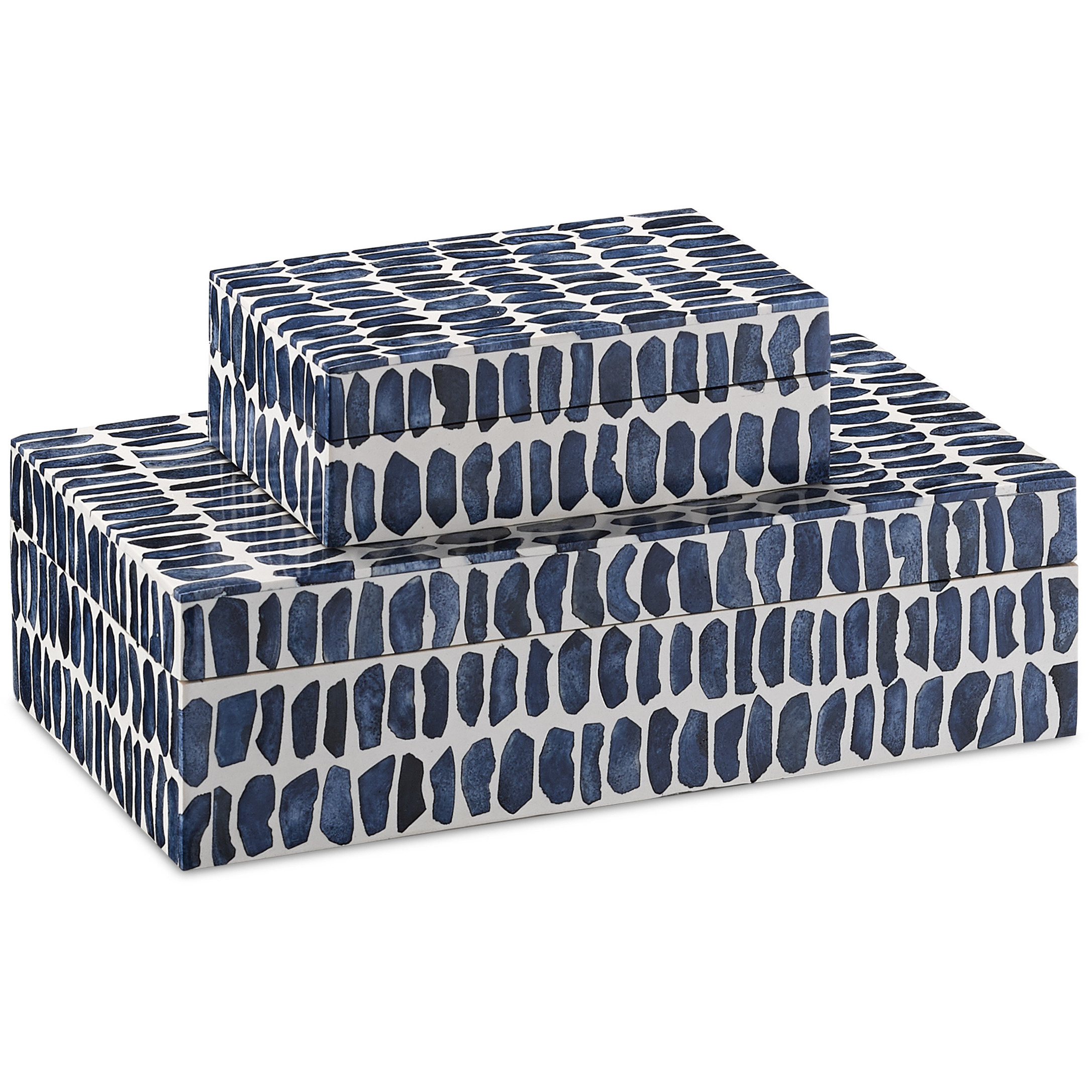 Indigo 6 inch Navy and White and Natural Box Set, Set of 2