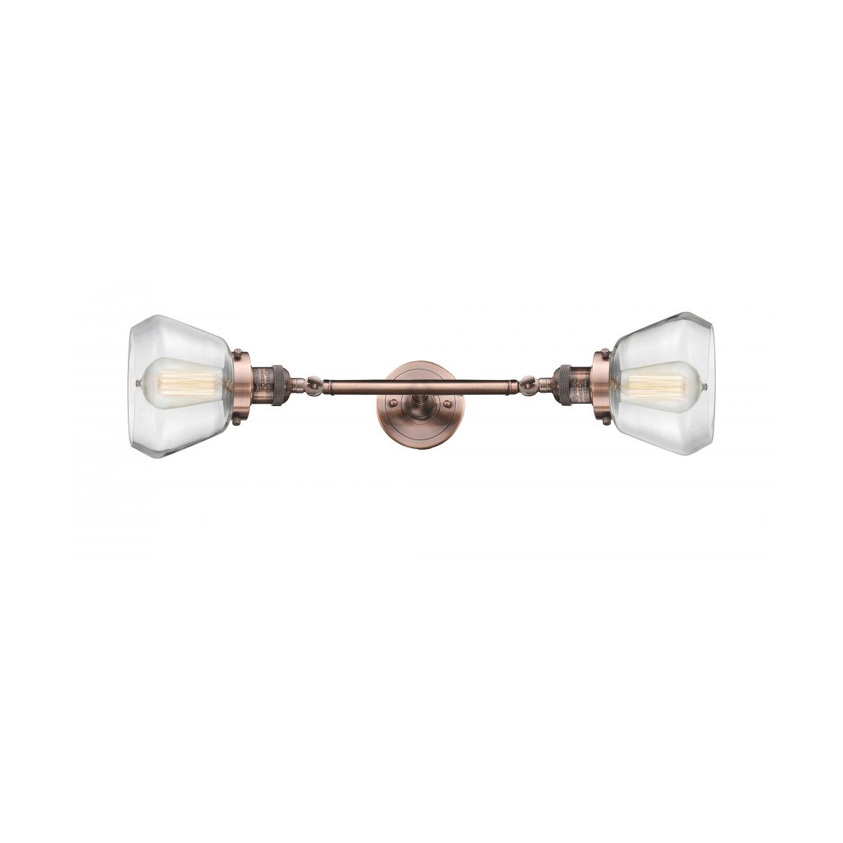 Franklin Restoration Fulton LED 7 inch Antique Copper Bath Vanity Light Wall Light in Clear Glass, Franklin Restoration