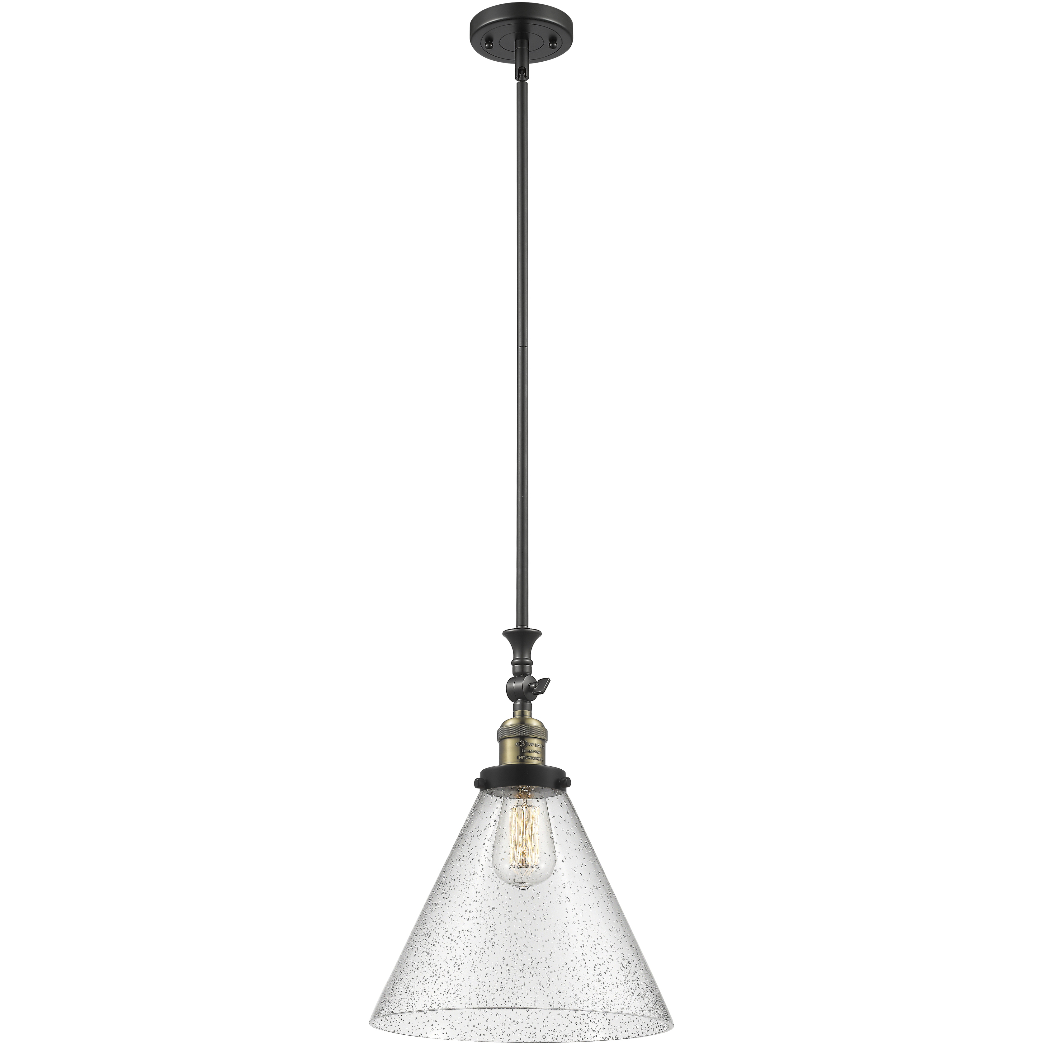 Franklin Restoration Cone LED 12 inch Black Antique Brass Mini Pendant Ceiling Light in Seedy, Franklin Restoration