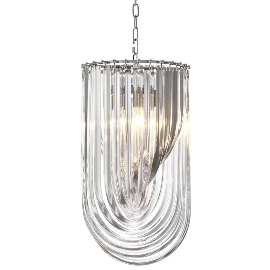 Murano 4 Light 13.78 inch Clear Acrylic and Nickel Chandelier Ceiling Light