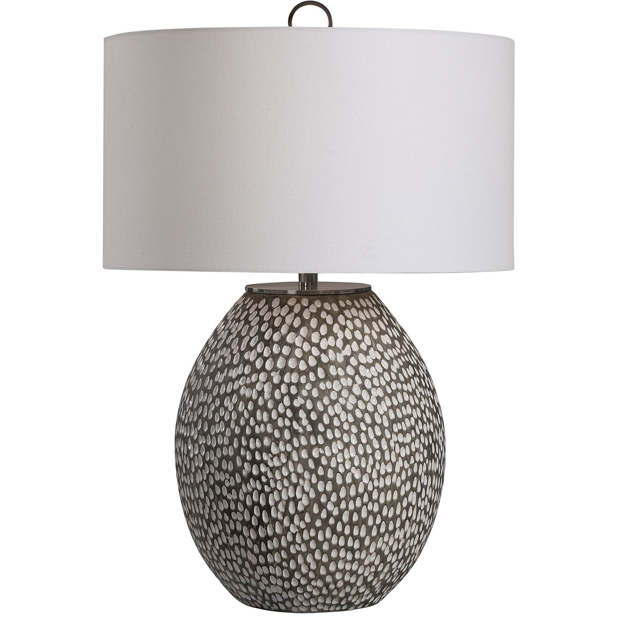 Cyprien 27 inch 150.00 watt Brushed Rustic Gray and Crackled Gloss White Table Lamp Portable Light