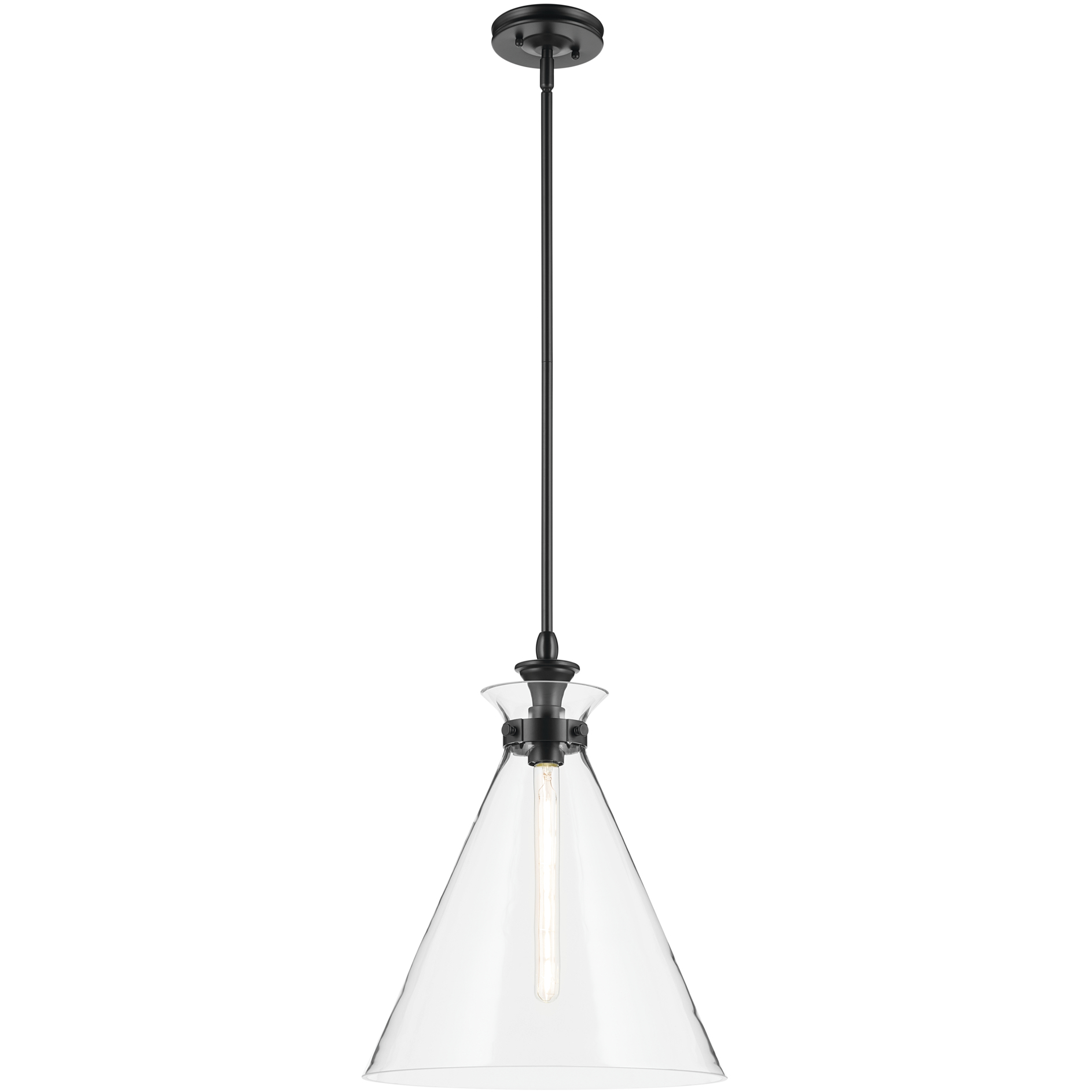 Laria 1 Light Black Pendant Ceiling Light in Clear